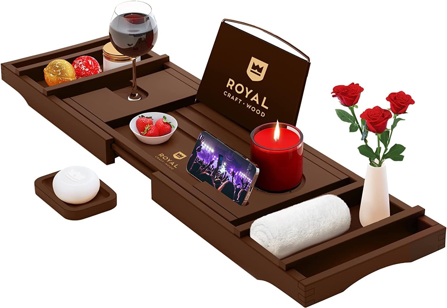 ROYAL CRAFT WOOD Premium Foldable Bathtub Tray - Expandable Bath Tray for Tub -...