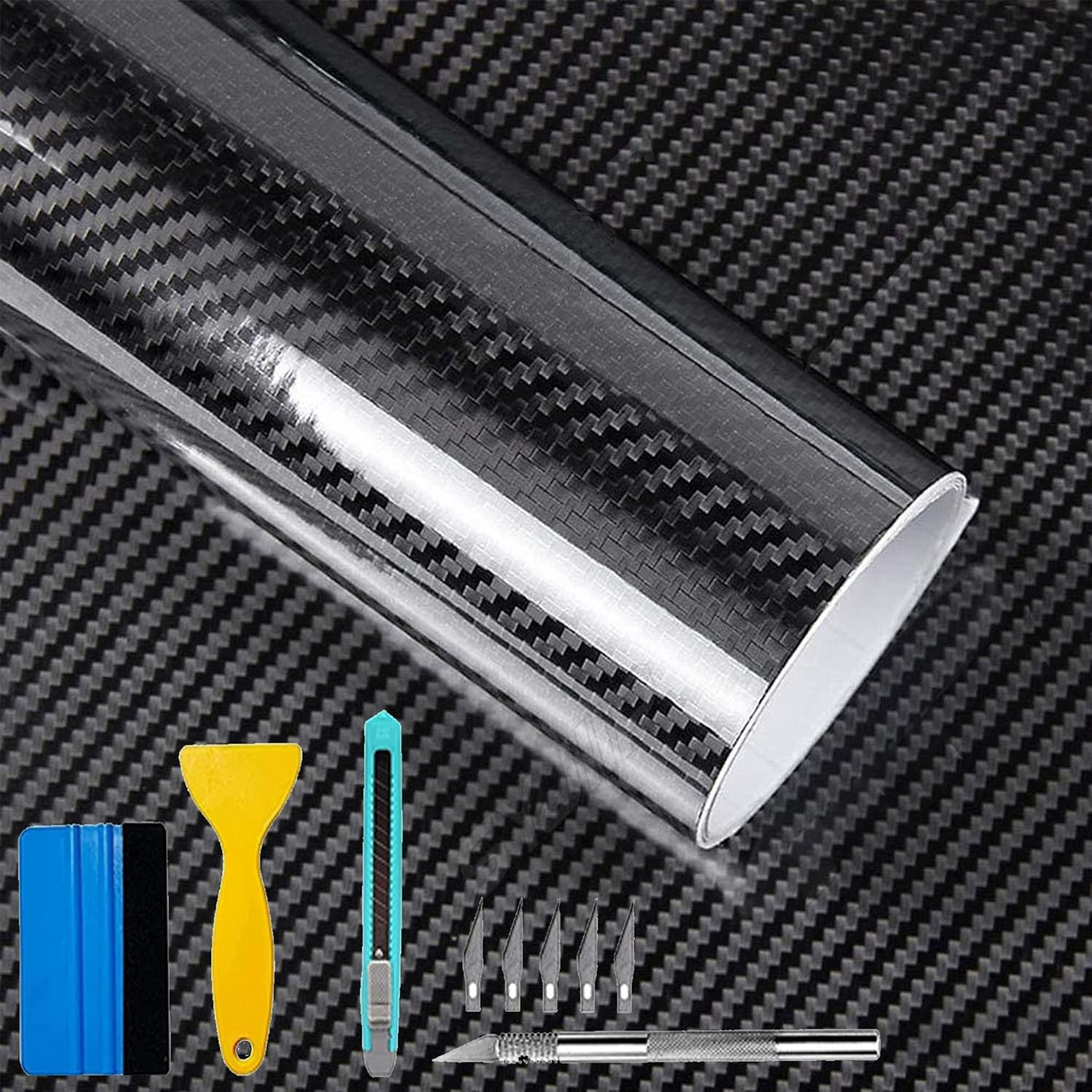 Arespark 6D Carbon Fiber Vinyl Self Adhesive Film, Waterproof Wrap Roll Without...