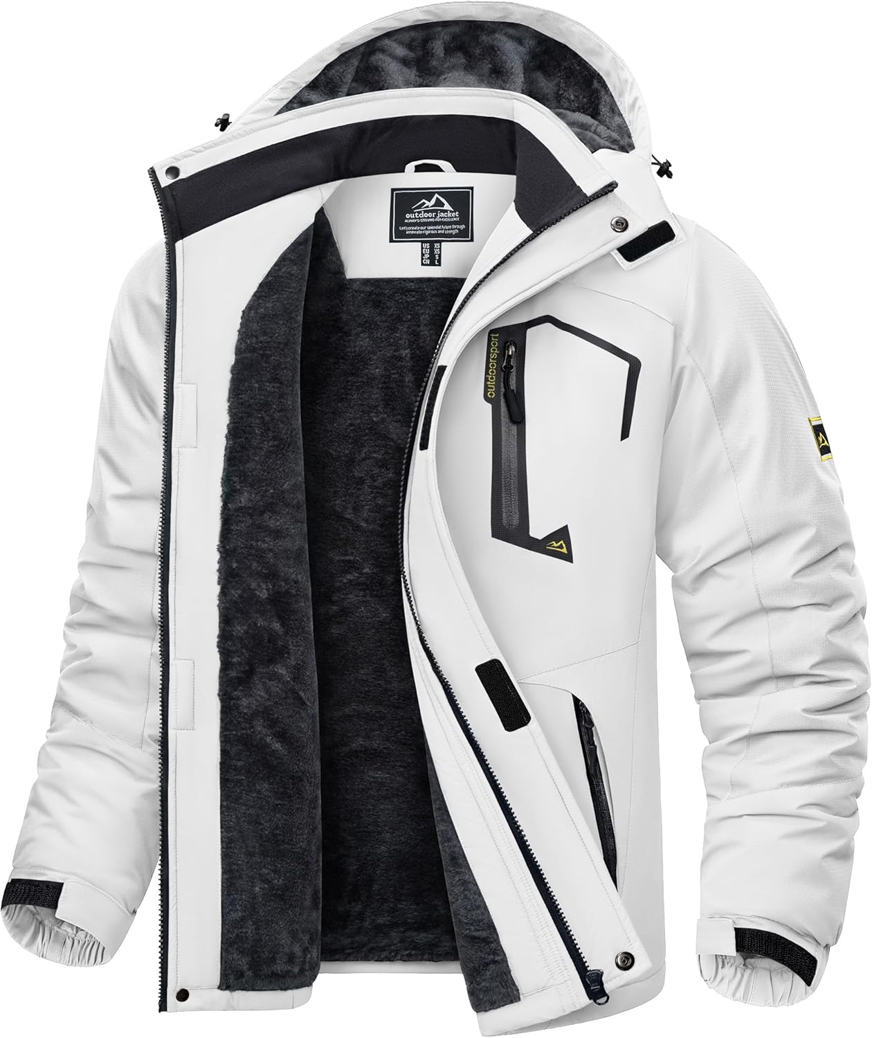 KEFITEVD Men's Waterproof Fleece Jackets Winter Warm Ski Raincoats Outdoor Therm...