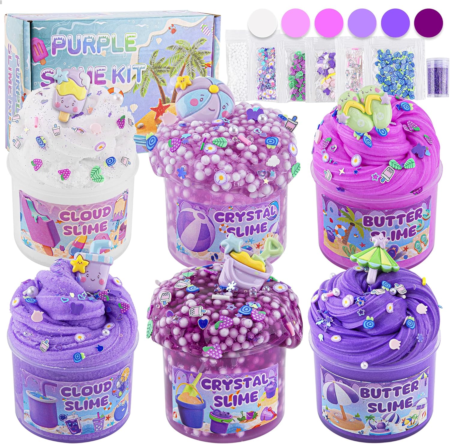 6 Packs Gradient Purple Slime Kit - Cloud Slime, B...
