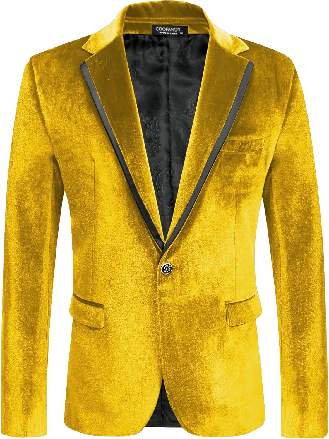 COOFANDY Men's Velvet Blazer Notched Lapel One Button Velour Tuxedo Jacket for P...