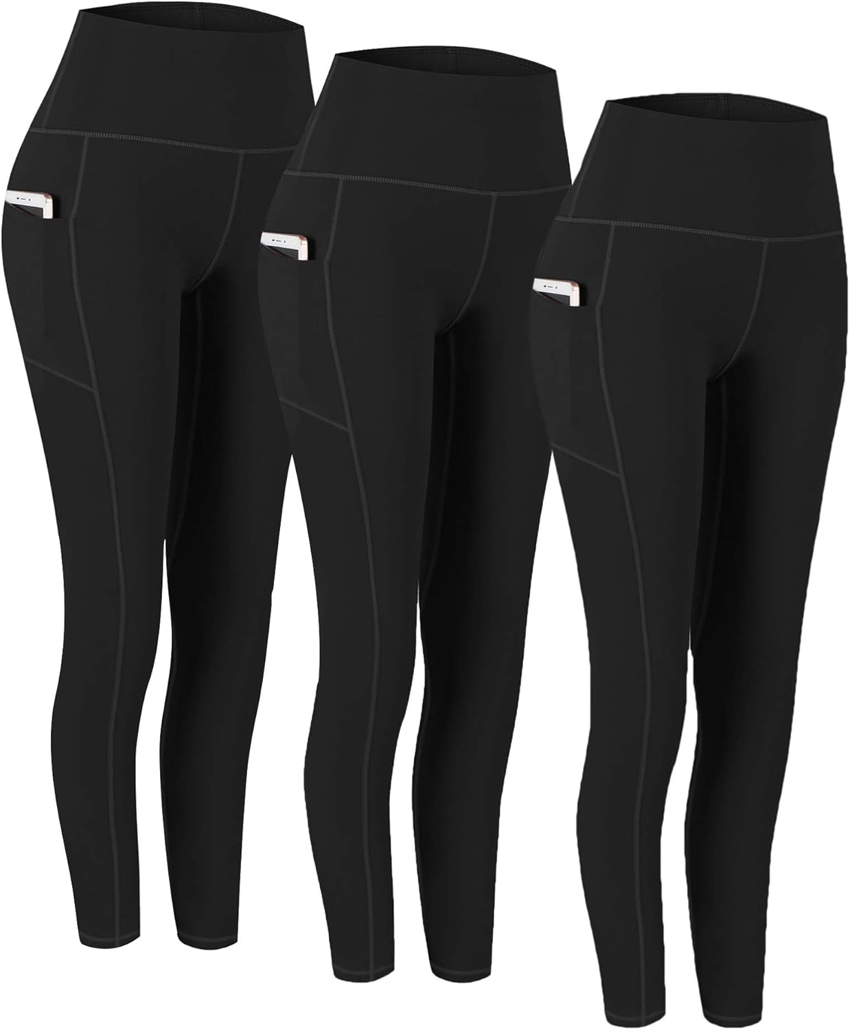 Fengbay 2 Pack High Waist Yoga Pants, Pocket Yoga Pants Tummy Control Workout Ru...