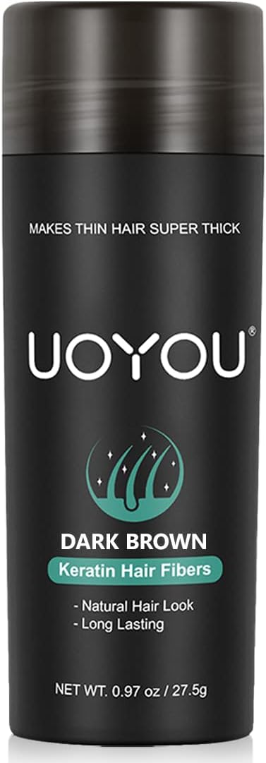 UOYOU DARK BROWN Hair Fibres for Thinning Hair 27.5g Bottle | Undetectable & Nat...