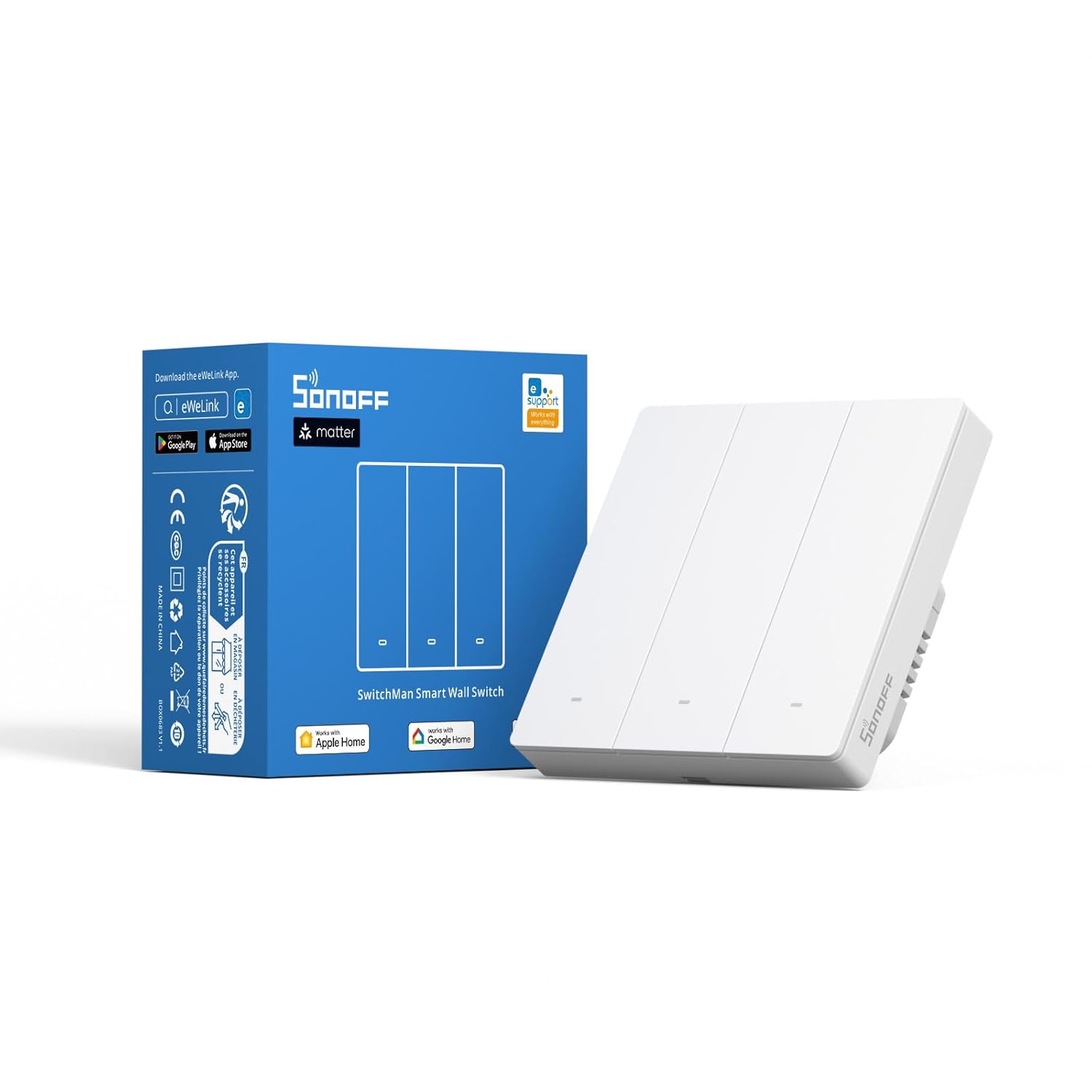 SONOFF Matter Smart Light Switch, 2.4GHz WiFi Light Switch, Neutral Wire Require...
