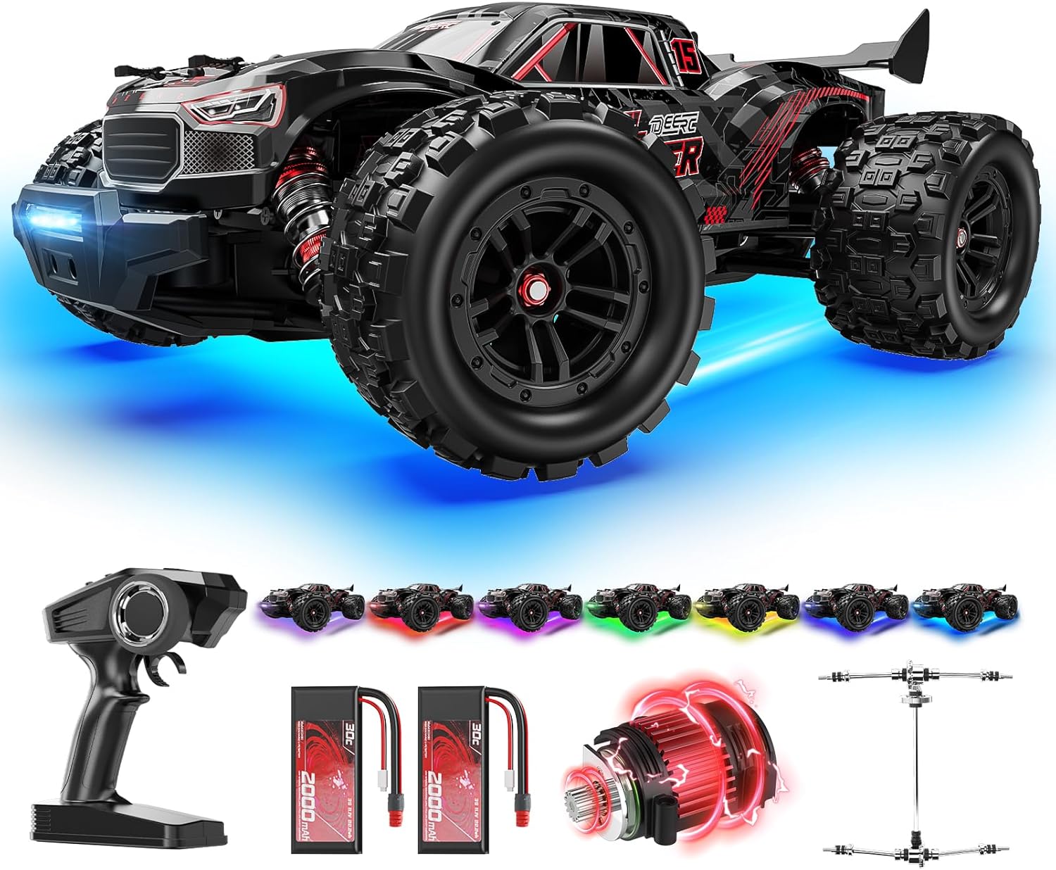 DEERC 1:14 Fast Brushless RC Cars for Adults,Max 46+ mph Off-Road RC Truck, 2*3S...