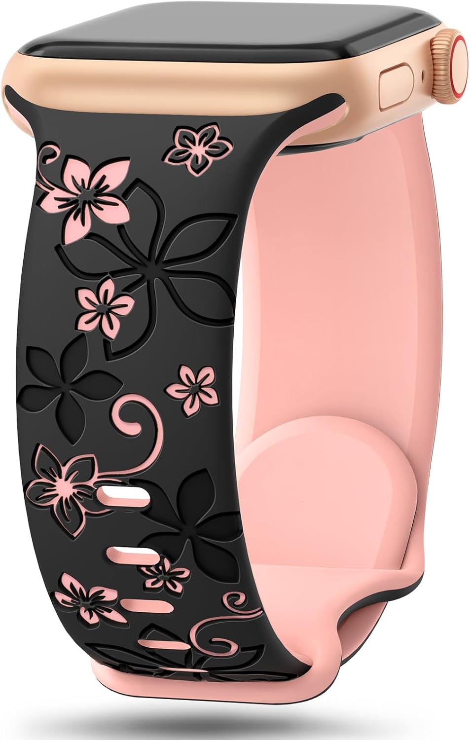 Floral Engraved Bands Compatible with Apple Watch Band 41mm 40mm 44mm 45mm 42mm...
