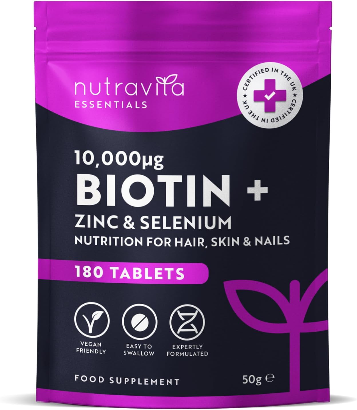 Nutravita Biotin Hair Growth Supplement 10,000mcg - Scientifically Proven to Mai...