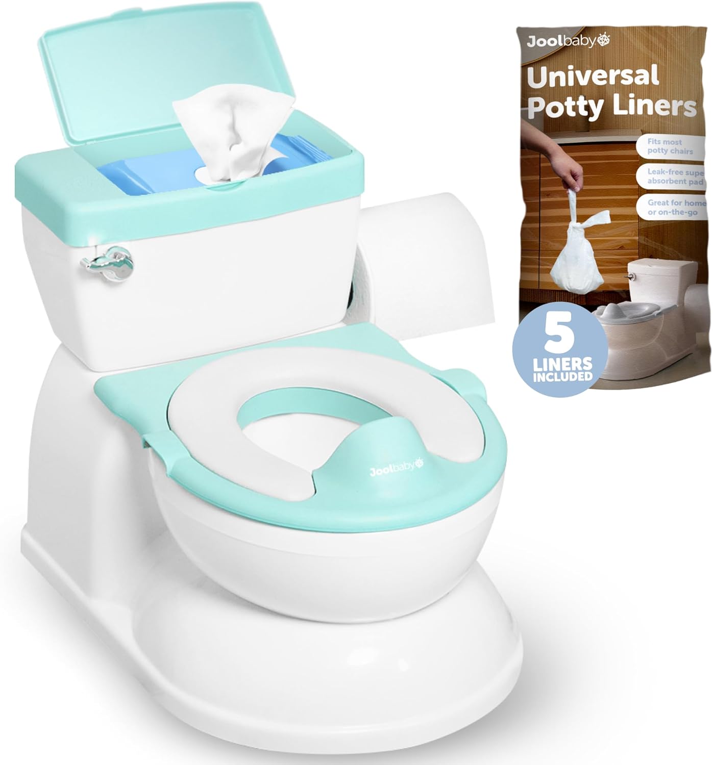 Real Feel Potty with Wipes Storage, Transition Seat & Disposable Liners - Realis...