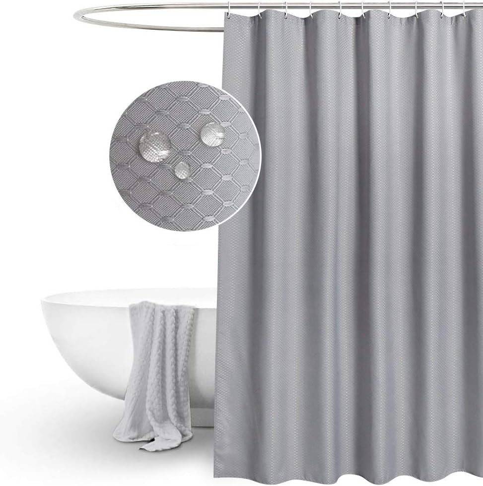 EurCross Grey Shower Curtain Waffle Weave Fabric,Thick Heavy Duty Mould Proof Wa...