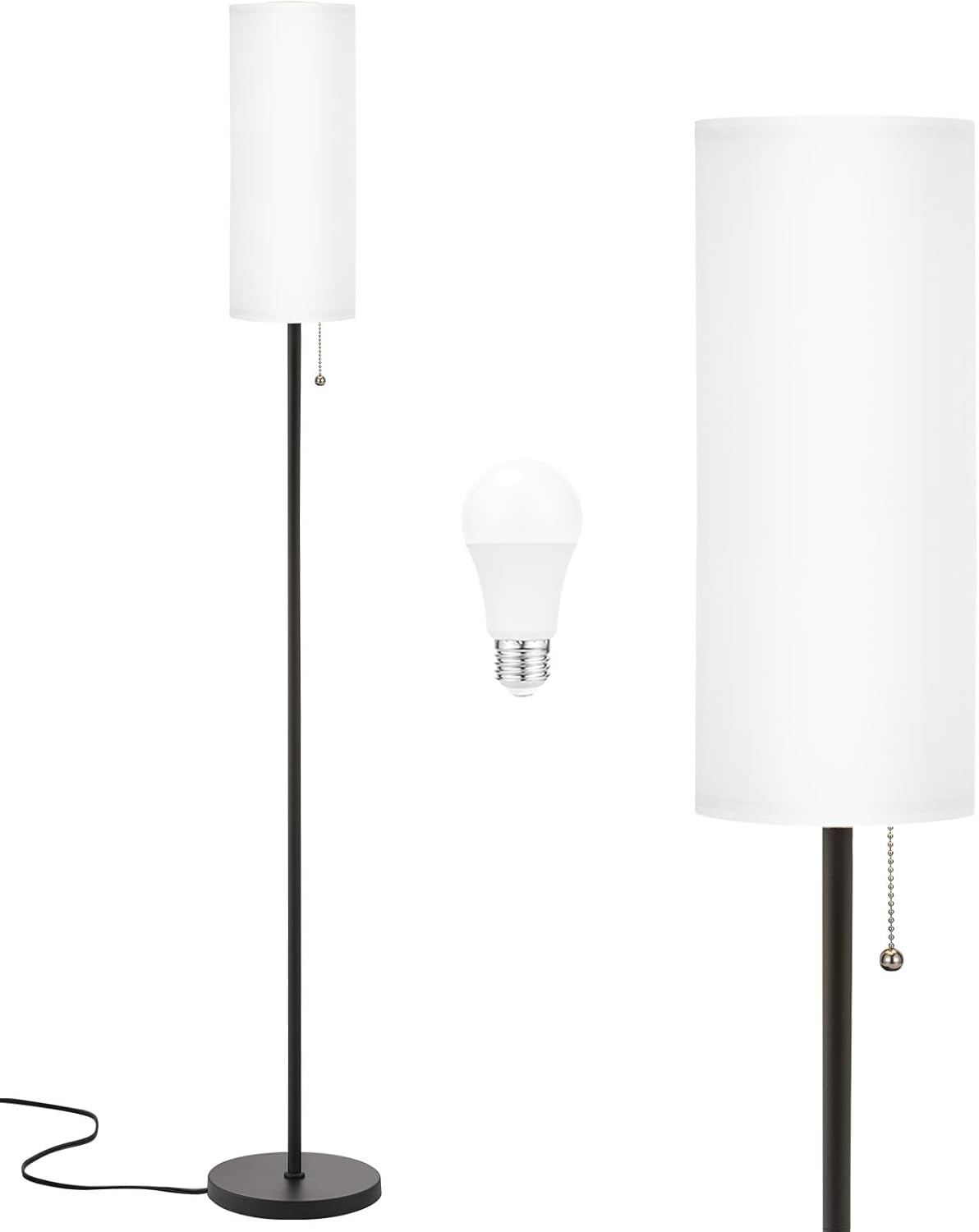 Aooshine White Floor Lamp for Living Room with 3 Color Temperatures Bulb, 64" Wh...
