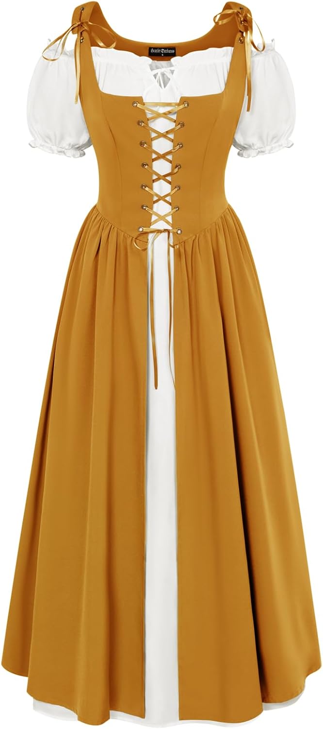 SCARLET DARKNESS Women 2Pcs Renaissance Maxi Dress...