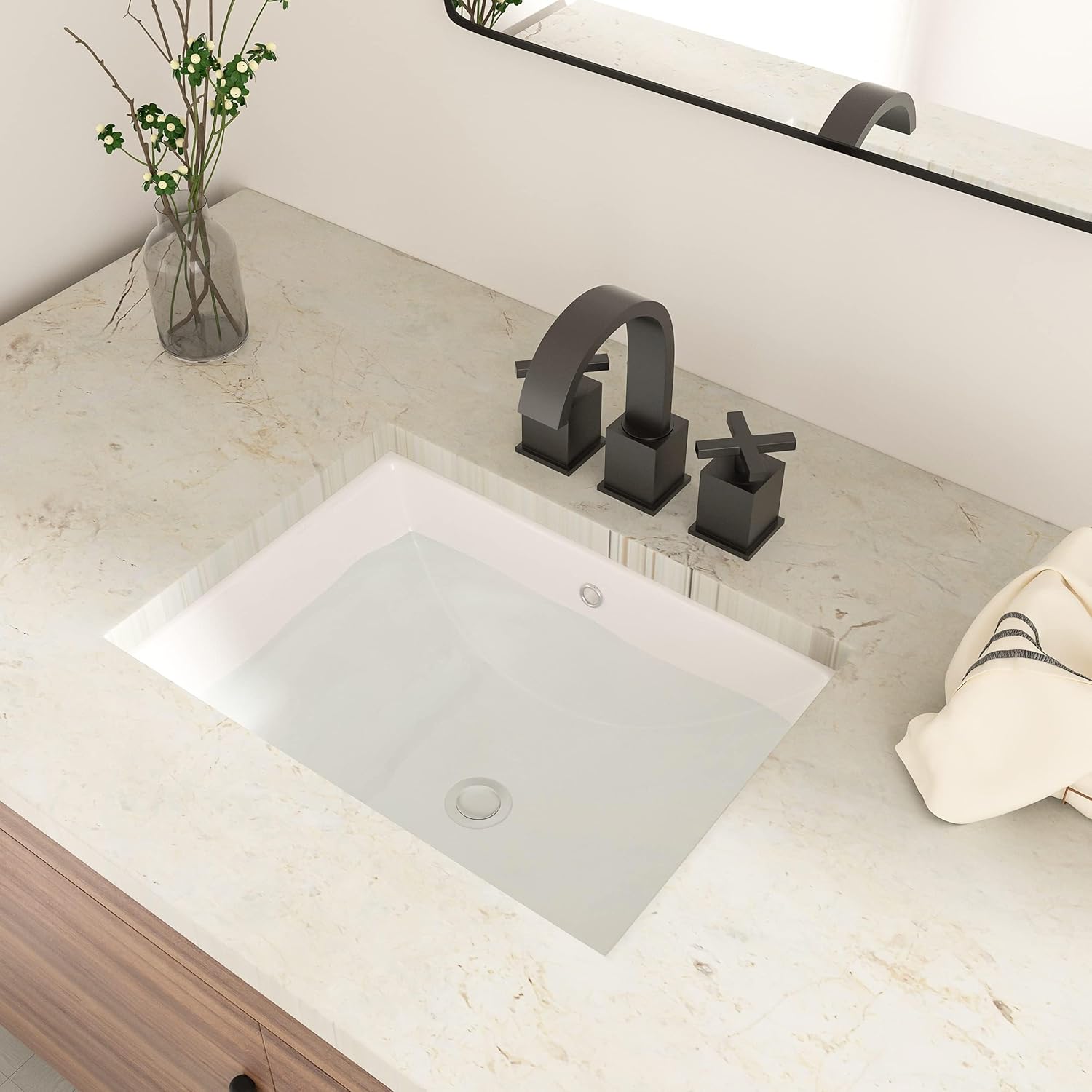 21 inch Undermount Bathroom Sink Rectangle - GhomeG 21x14 Inch White Rectangular...
