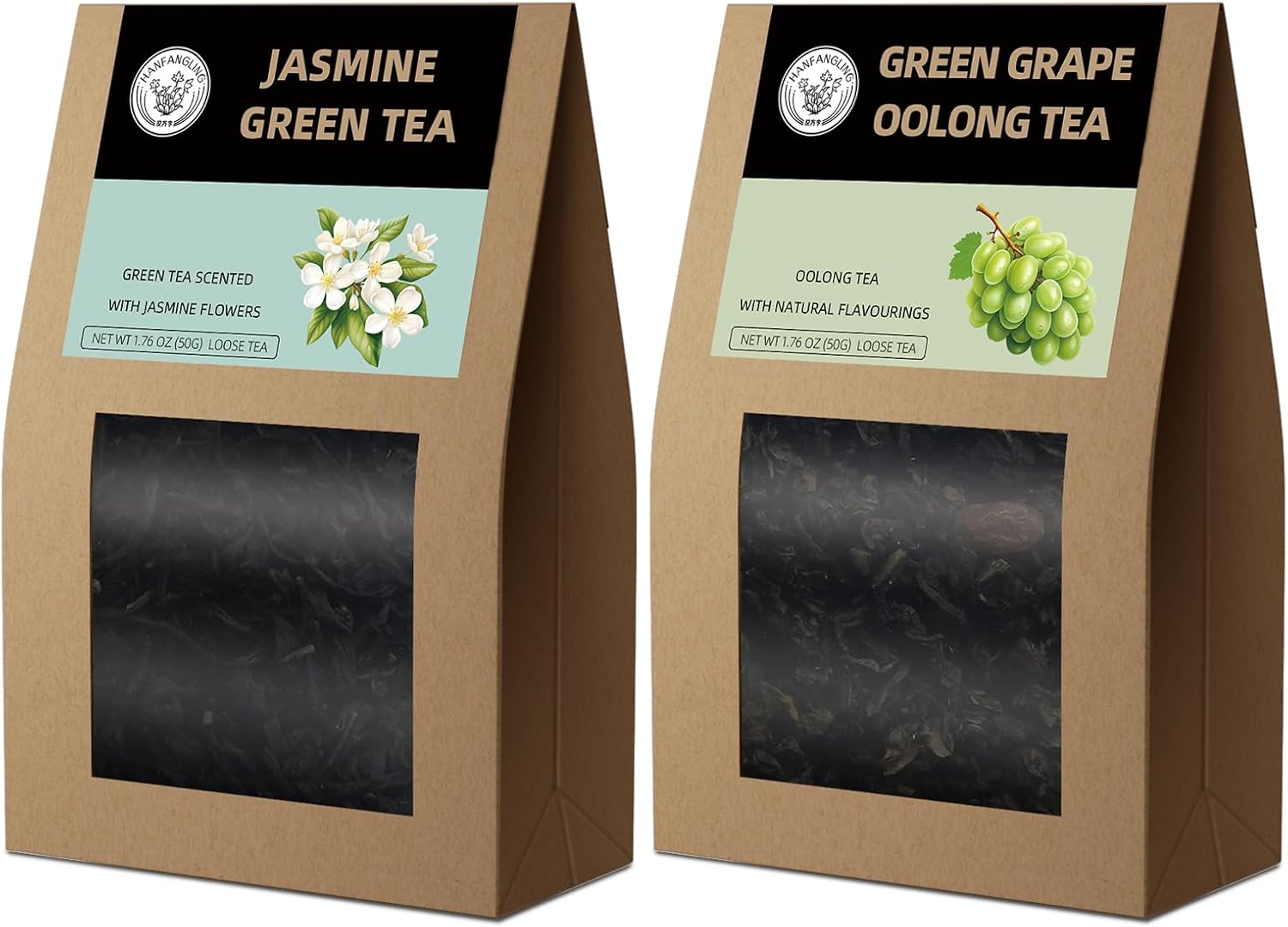 HANFANGLING Grape Oolong Tea and Jasmine Green Tea,Natural Loose Leaf Tea,The Ch...