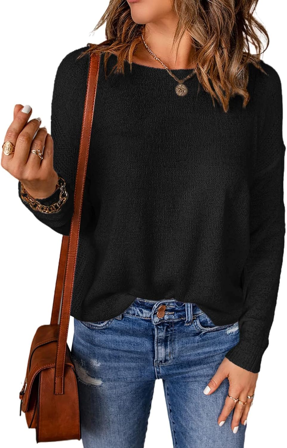 Acelitt Womens Casual Lightweight Long Sleeve Crewneck Knit Shirts Tops, S-XXL M...