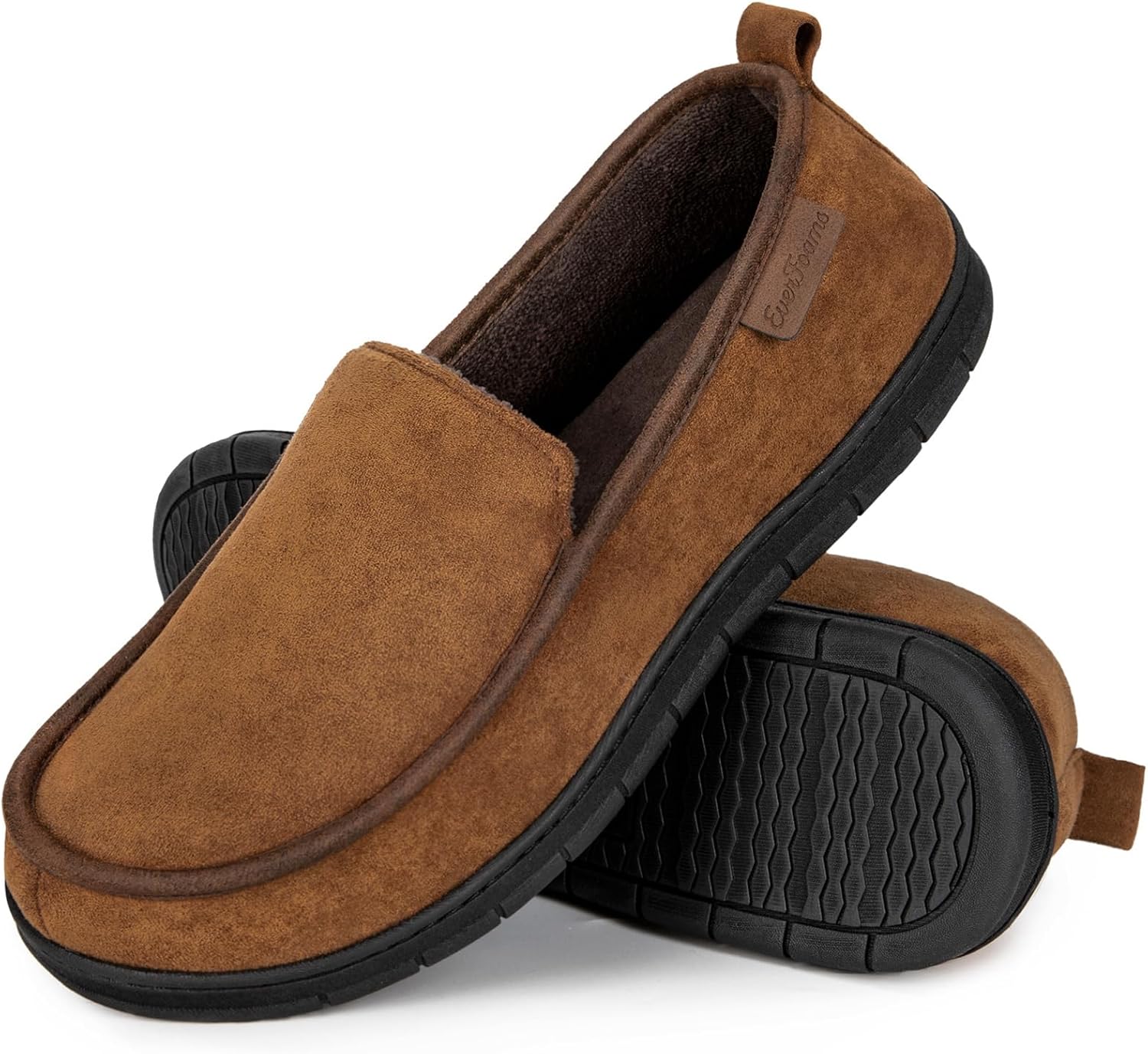 EverFoams Men's Moccasin Slippers Memory Foam Shoes 7 UK Sugar Almond