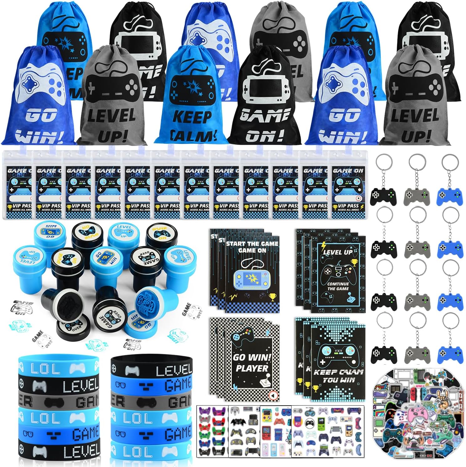 126 PCS Video Game Party Bag Fillers, Gaming Party Favours with VIP Pass Lanyard...