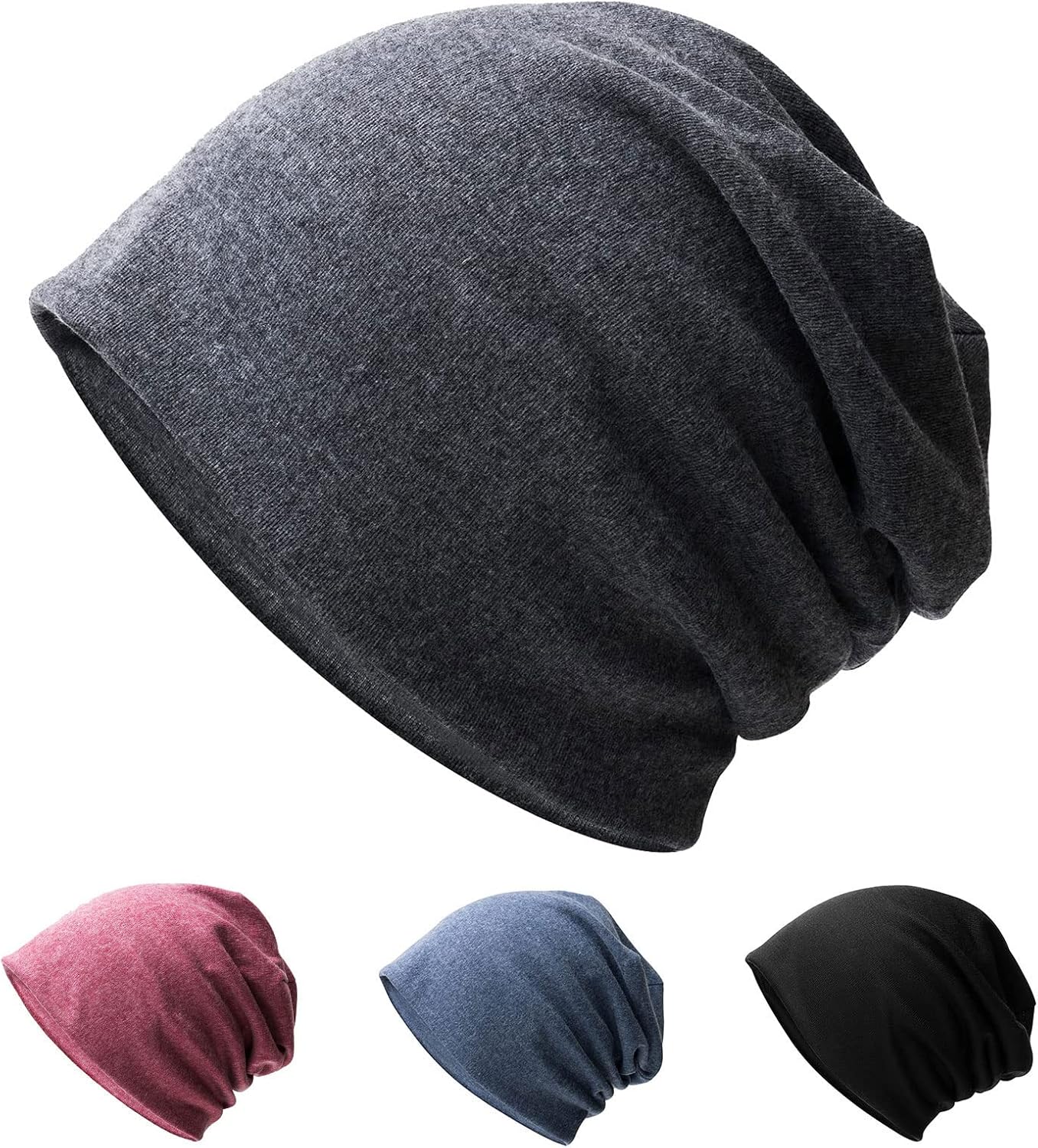 Hurinan Unisex Slouch Beanie Hat Jersey Beanie Skull Cap Classic Baggy Hat Light...