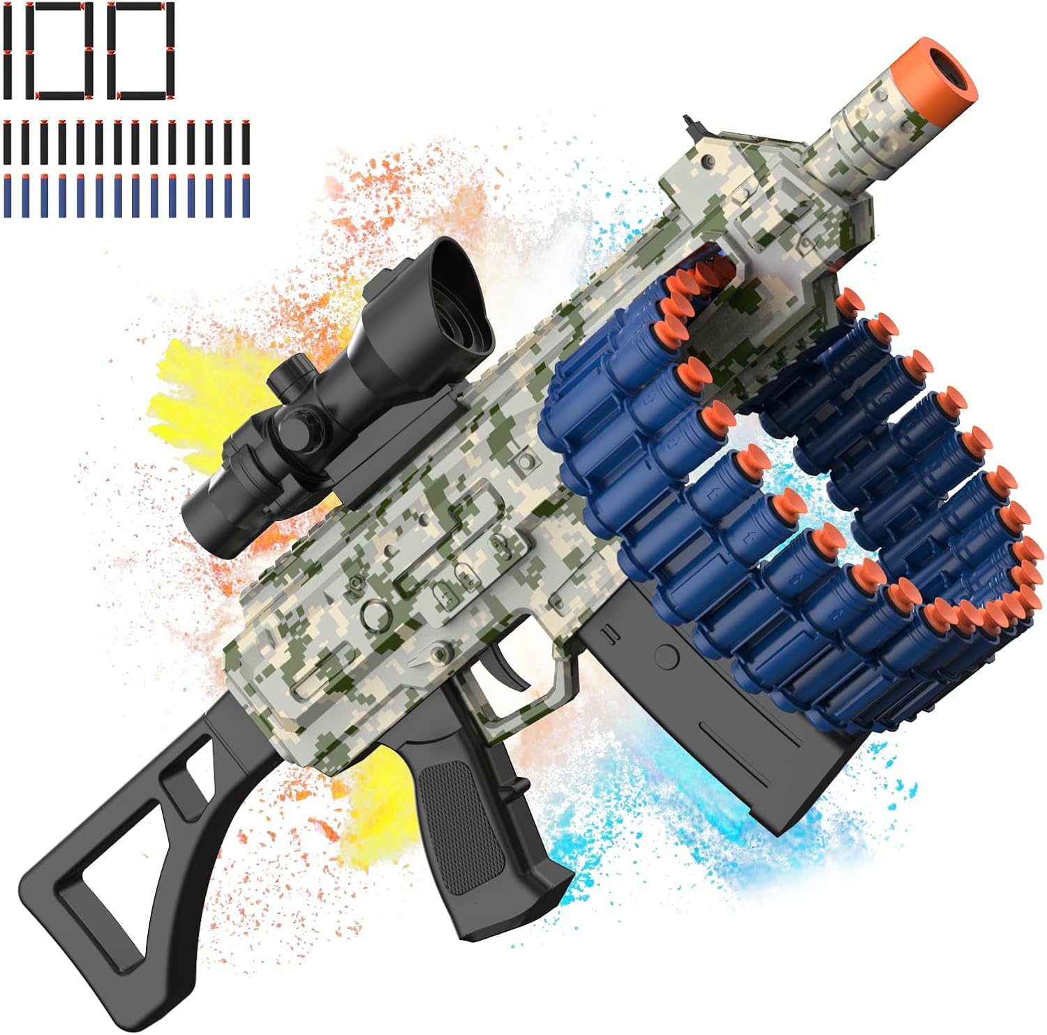 Electric Automatic Toy, JakMean Toy Blaster with 30 Dart Clips and 100 Foam Dart...