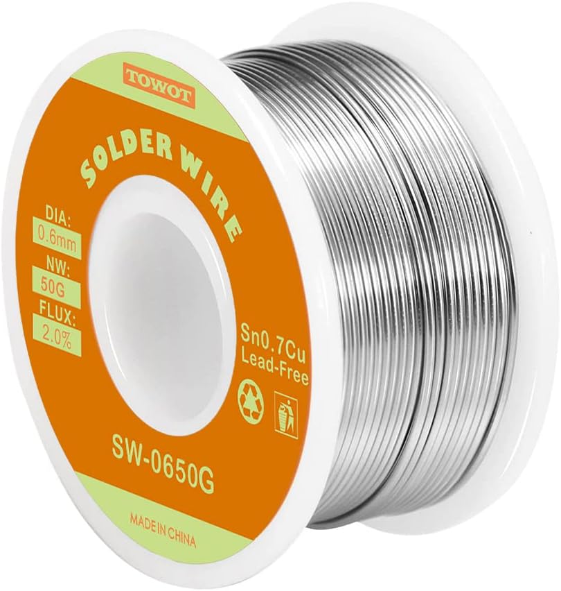 TOWOT Lead Free Rosin Core Solder Wire for Electrical Soldering, Content 2.0% So...
