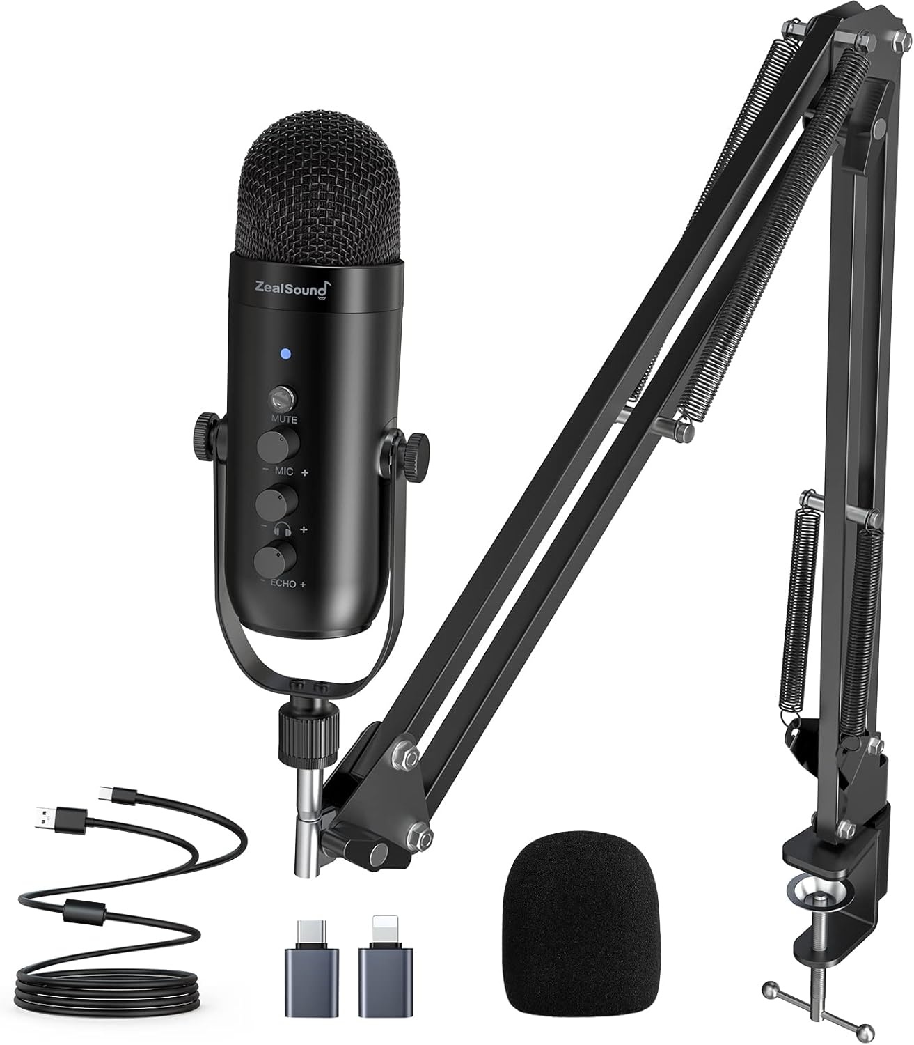 zealsound USB Microphone Set, k66 Podcast Mic with boom arn, Noise Reduce Mode,...