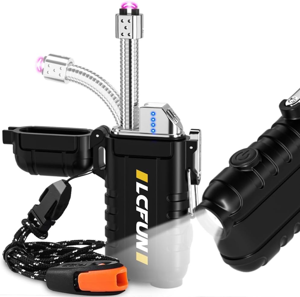 Electric Lighter Rechargeable USB with Retractable Neck, Windproof Arc Plasma Li...