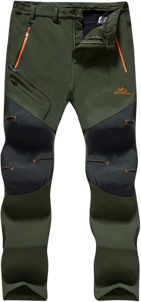 TACVASEN Men's Outdoor Winter Trousers Fleece Softshell Trousers Water-Resistant...