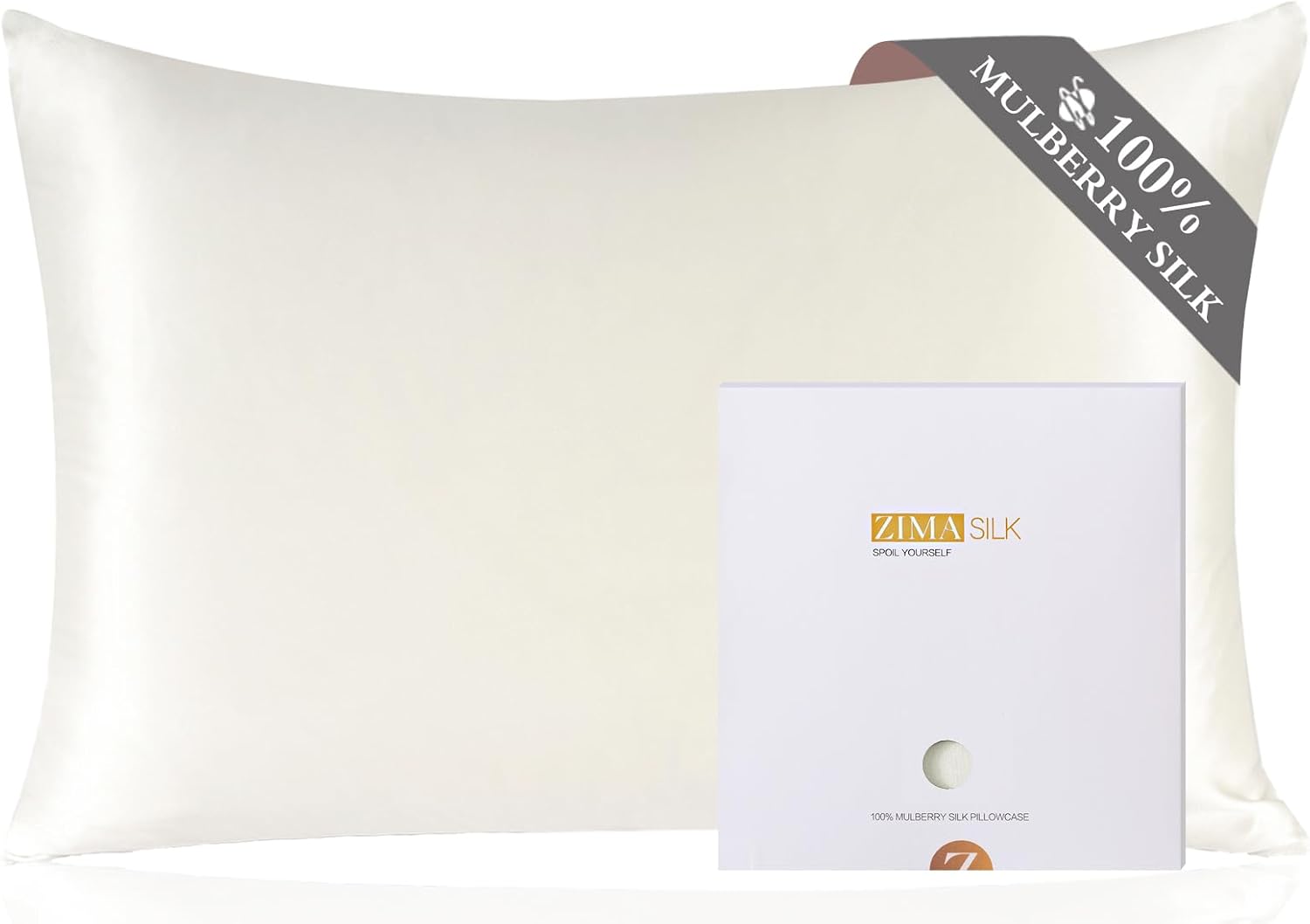 ZIMASILK 100% Mulberry Silk Pillowcase for Hair and Skin Health, Both Sides 19 M...