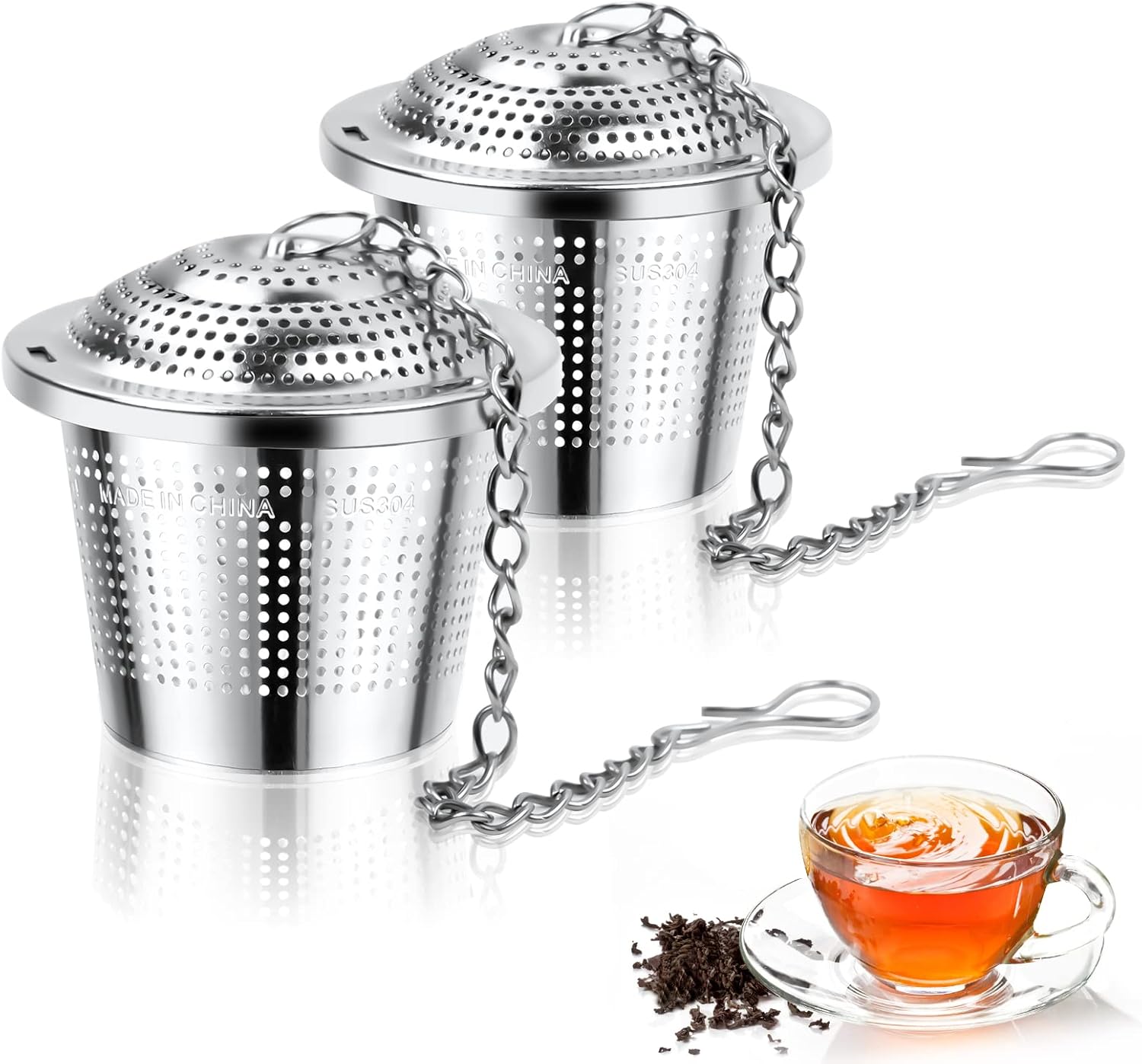 Vicloon Tea Infuser, 2 PCS 304 Stainless Steel Tea Strainer Food Grade Mesh Tea...