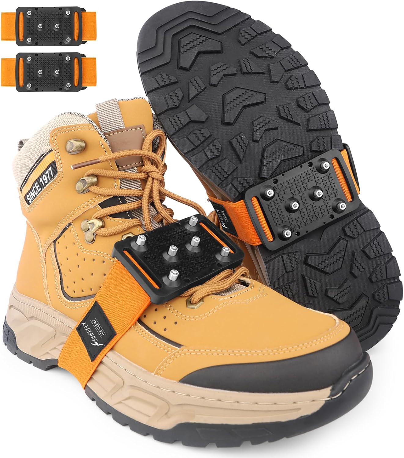 SHEEFLY Crampons,Upgraded Mid-Sole Microspikes-Easily Rotate Ice Grips for Shoes...