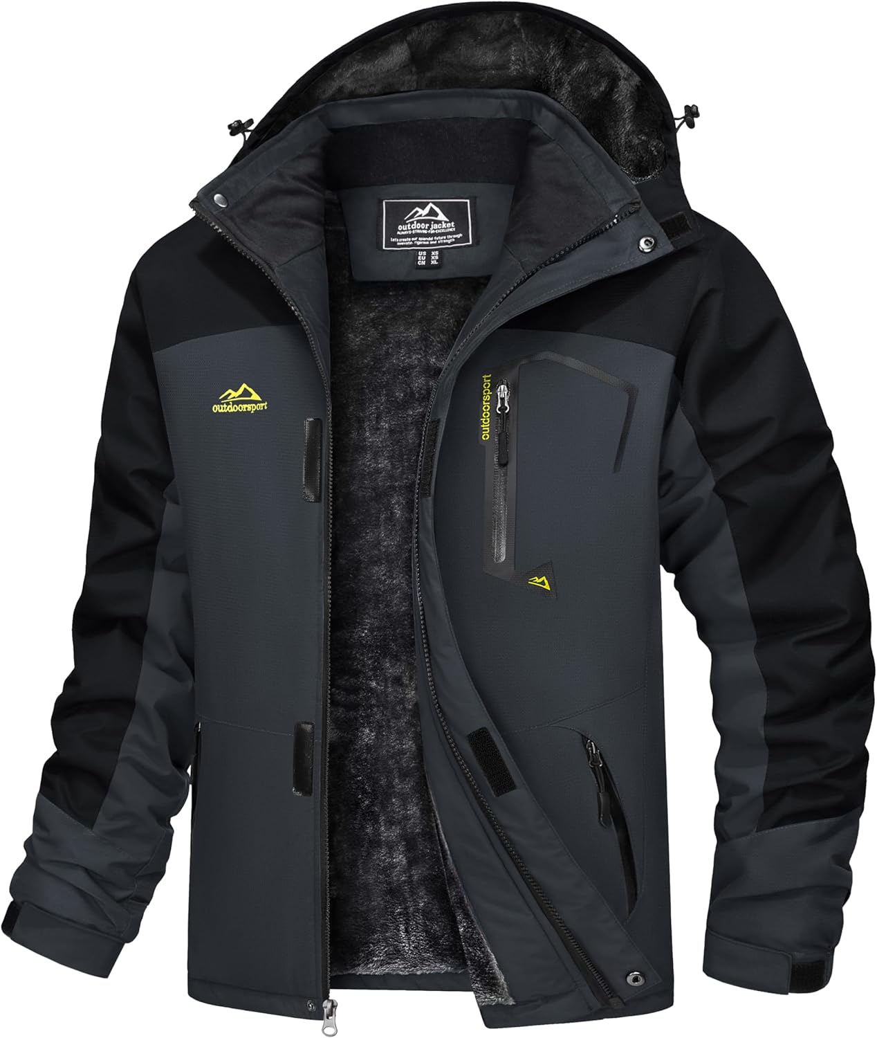 TACVASEN Men's Waterproof Fleece Mountain Jacket Windproof Warm Ski Jacket Multi...