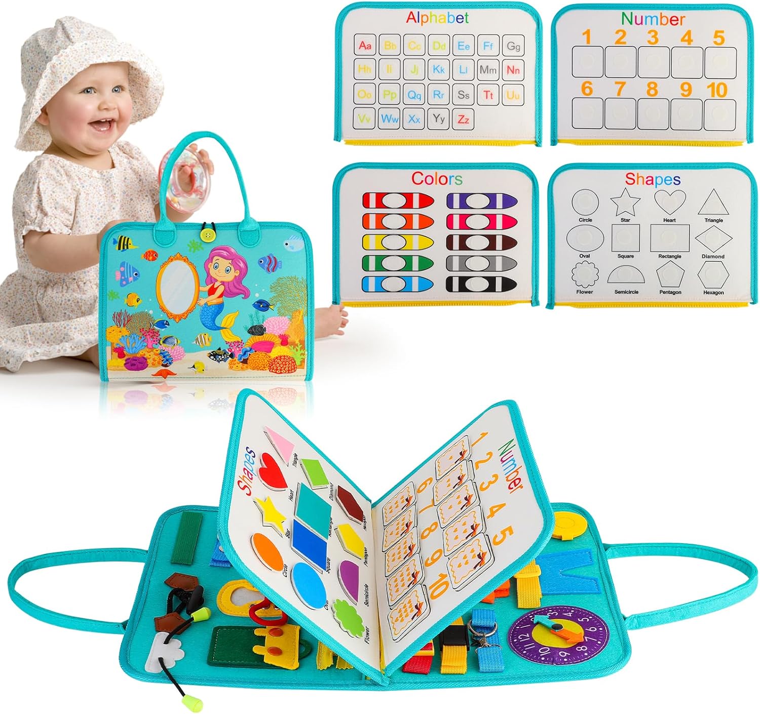 HOMELYLIFE Busy Board for Toddlers, 24 IN 1 Sensory Board Montessori Toys for 1...