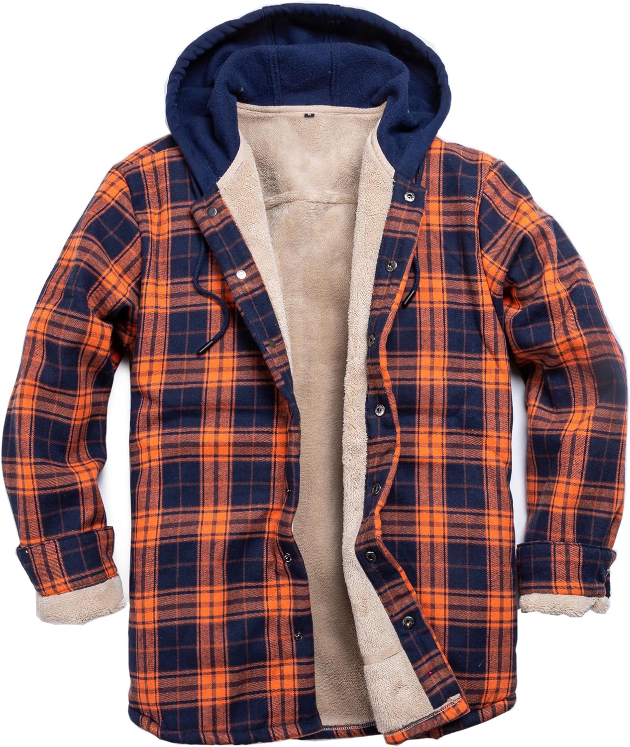Men's Cotton Plaid Long Sleeve Shirts Jacket Fleece Lined Flannel Shirts Sherpa...