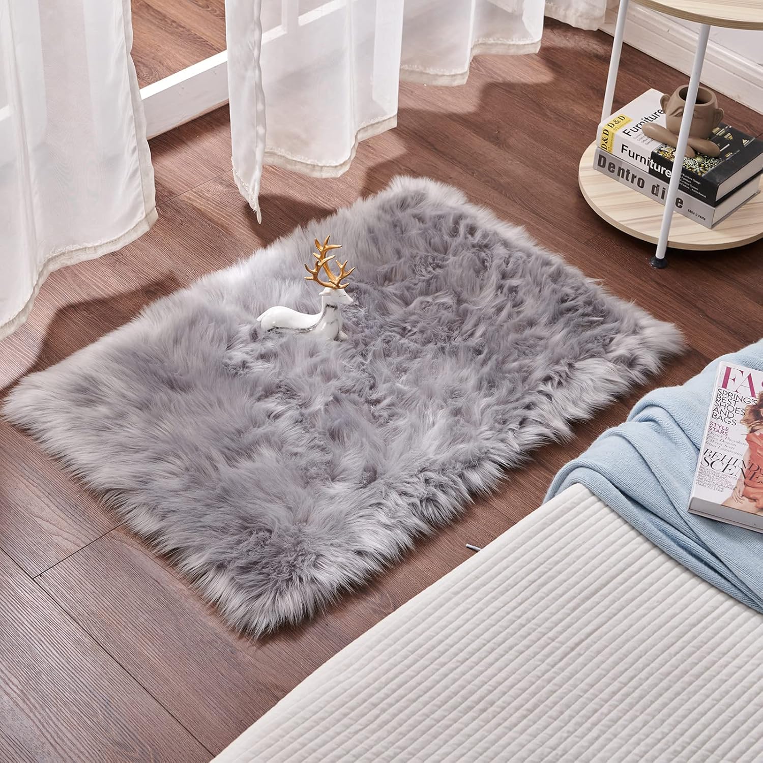 Cumay Super Soft Faux Sheepskin Rug,Rugs living room, Shaggy Bedroom Area Rug Fa...
