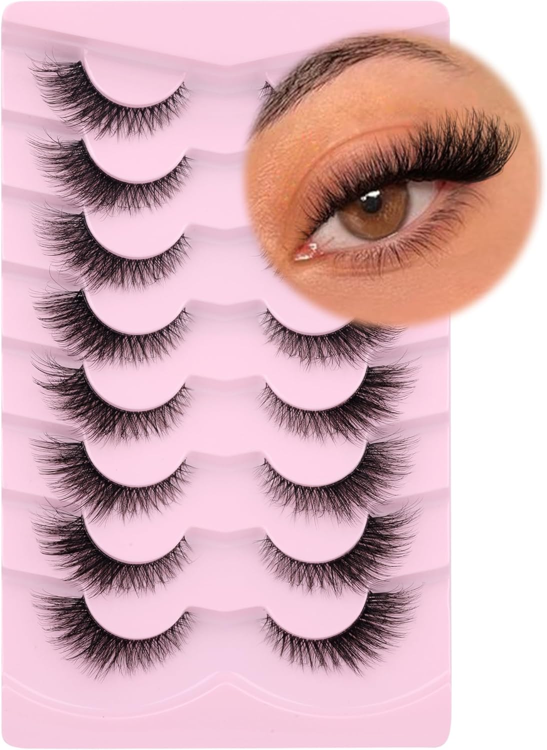 Fox Eye Lashes Wispy Eyelashes Natural Look Clear Band Lashes Fluffy Faux Mink L...