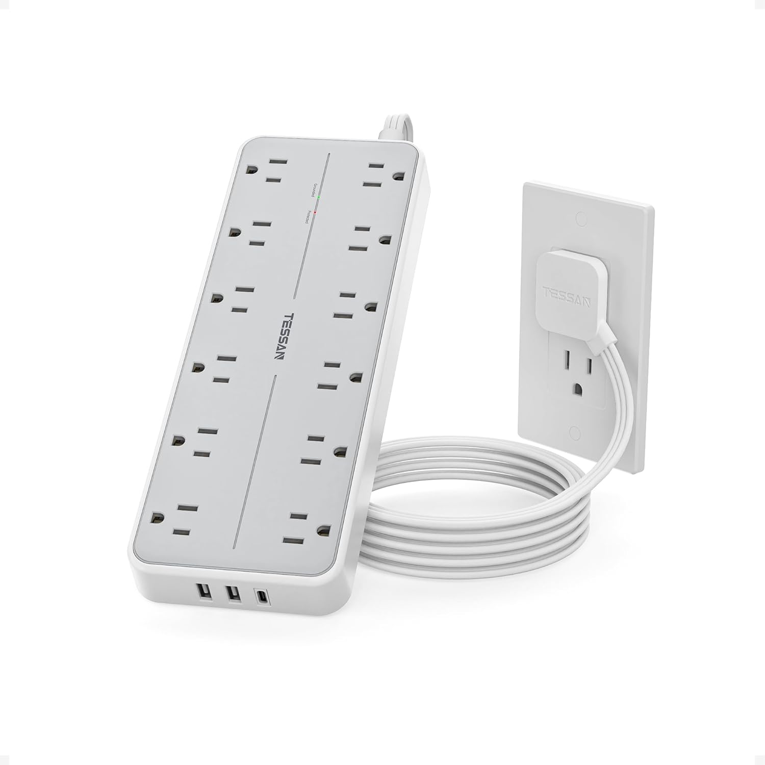 Surge Protector Power Strip, TESSAN Extension Cord with Multiple Outlets, 12 AC...
