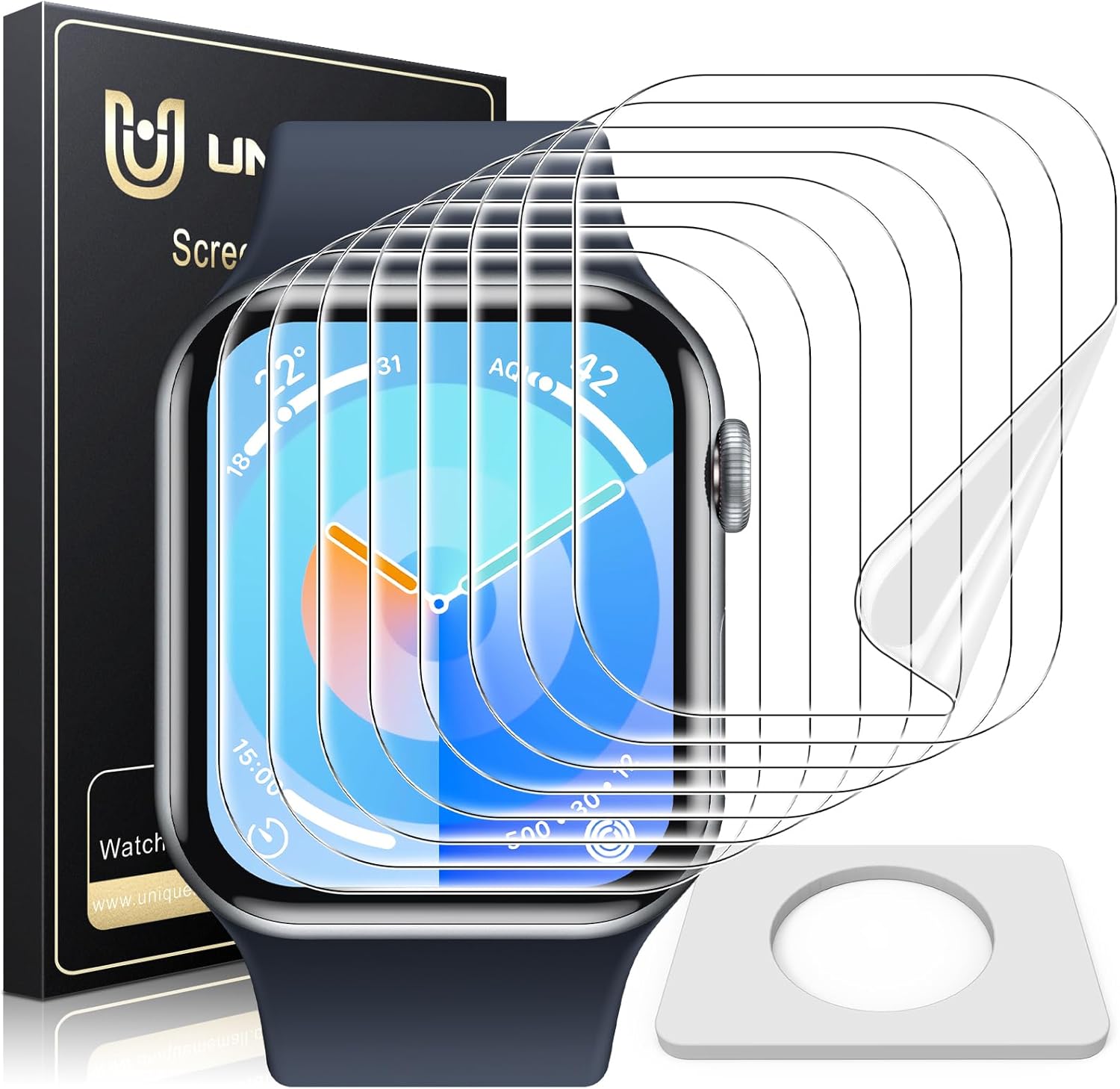 UniqueMe 8 Pack for Apple Watch Series 10 Screen Protector 42mm - [Strong Asorpt...