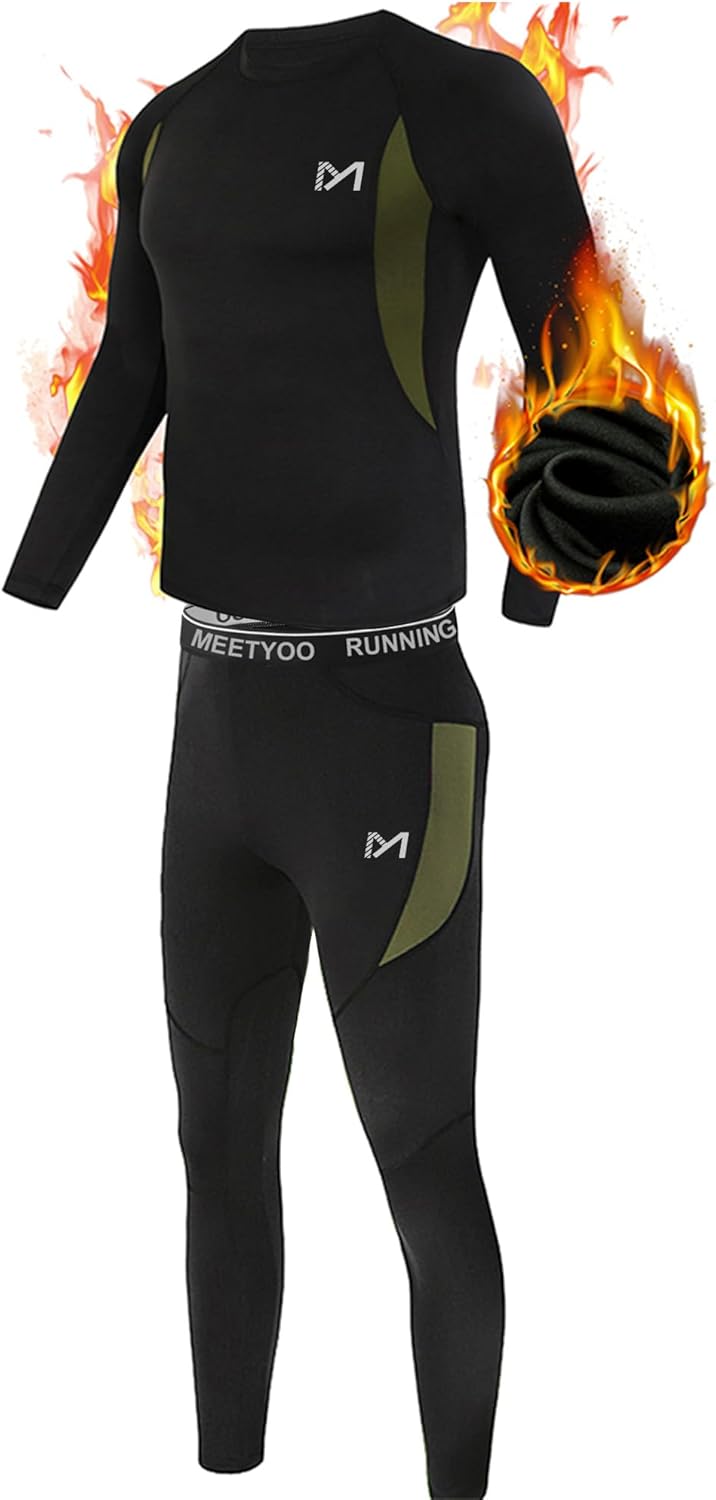 MEETYOO Men's Thermal Underwear Set, Wicking Long Johns Quick Dry Base Layer Spo...