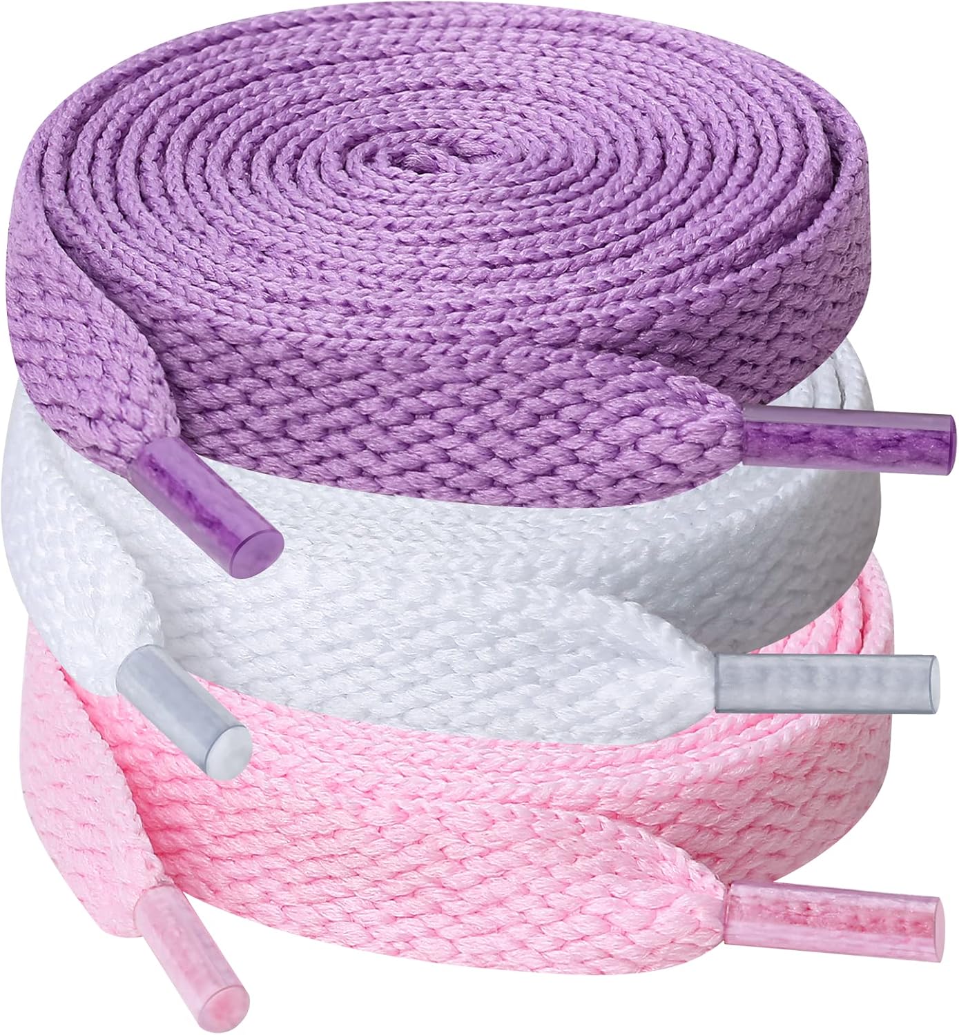 UpUGo Shoe laces, 3 Pair 8mm Wide Flat Shoelaces for Sneakers, Kids, Adults Athl...