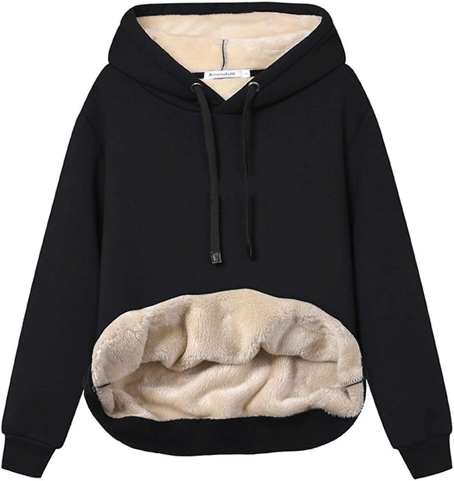 Haellun Womens Casual Winter Warm Fleece Sherpa Lined Pullover Hooded Sweatshirt...