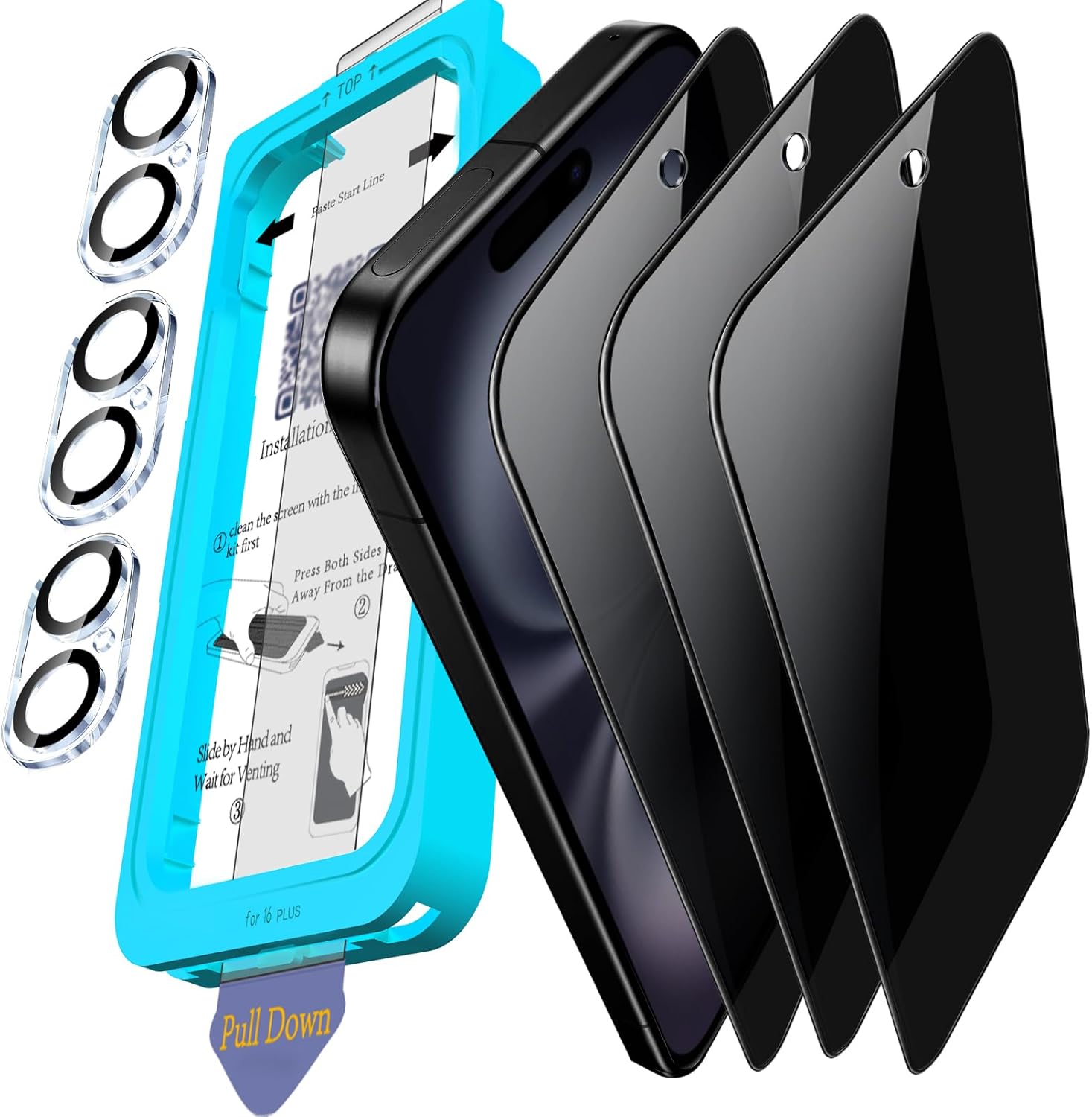 Ferilinso Full Coverage 3 Pack Privacy Screen Protector for iPhone 16 Plus [Phon...