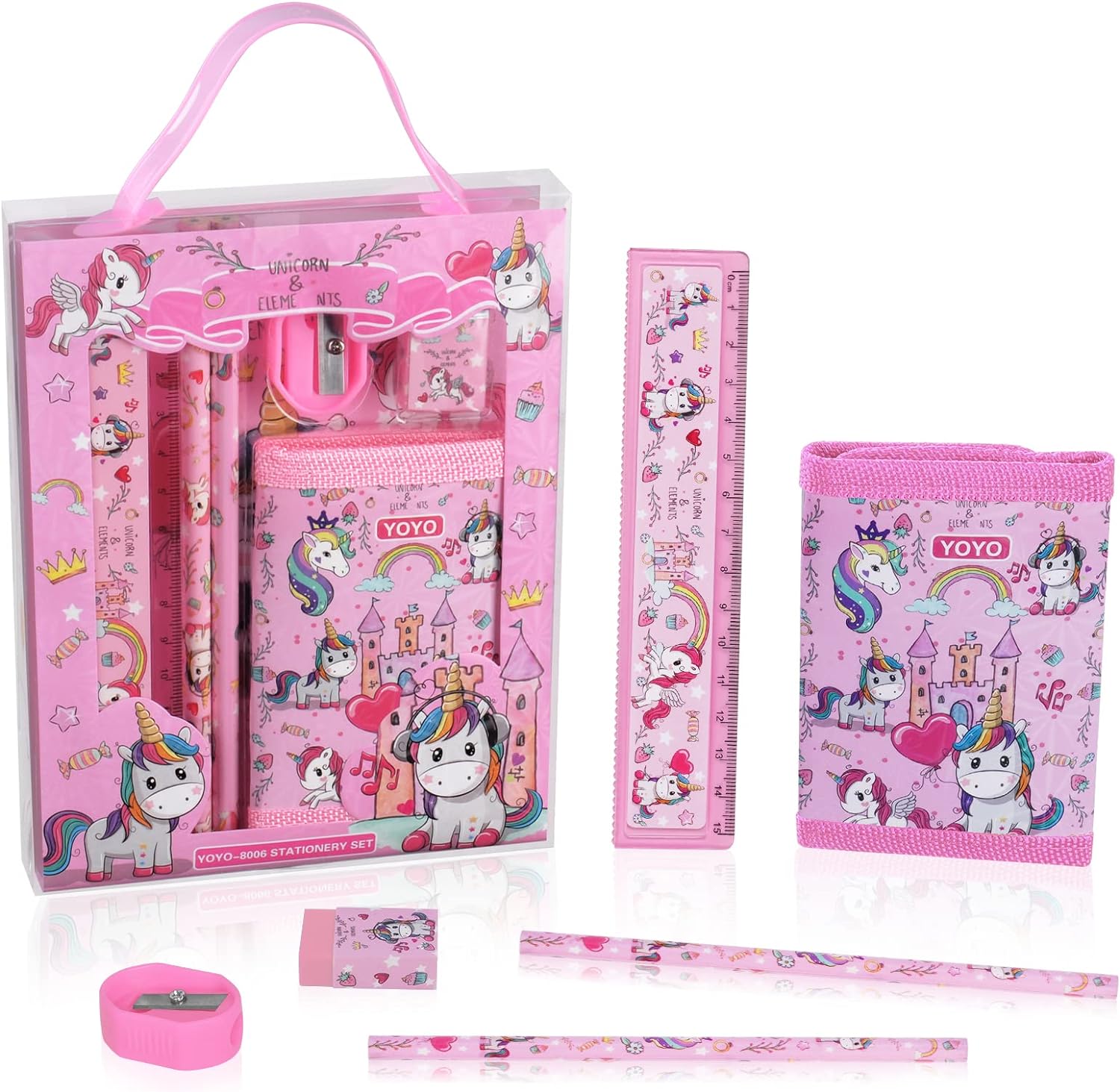 Vicloon Unicorn Stationery Set, Stationery Gift Set, Include 2pcs Pencil Case, r...