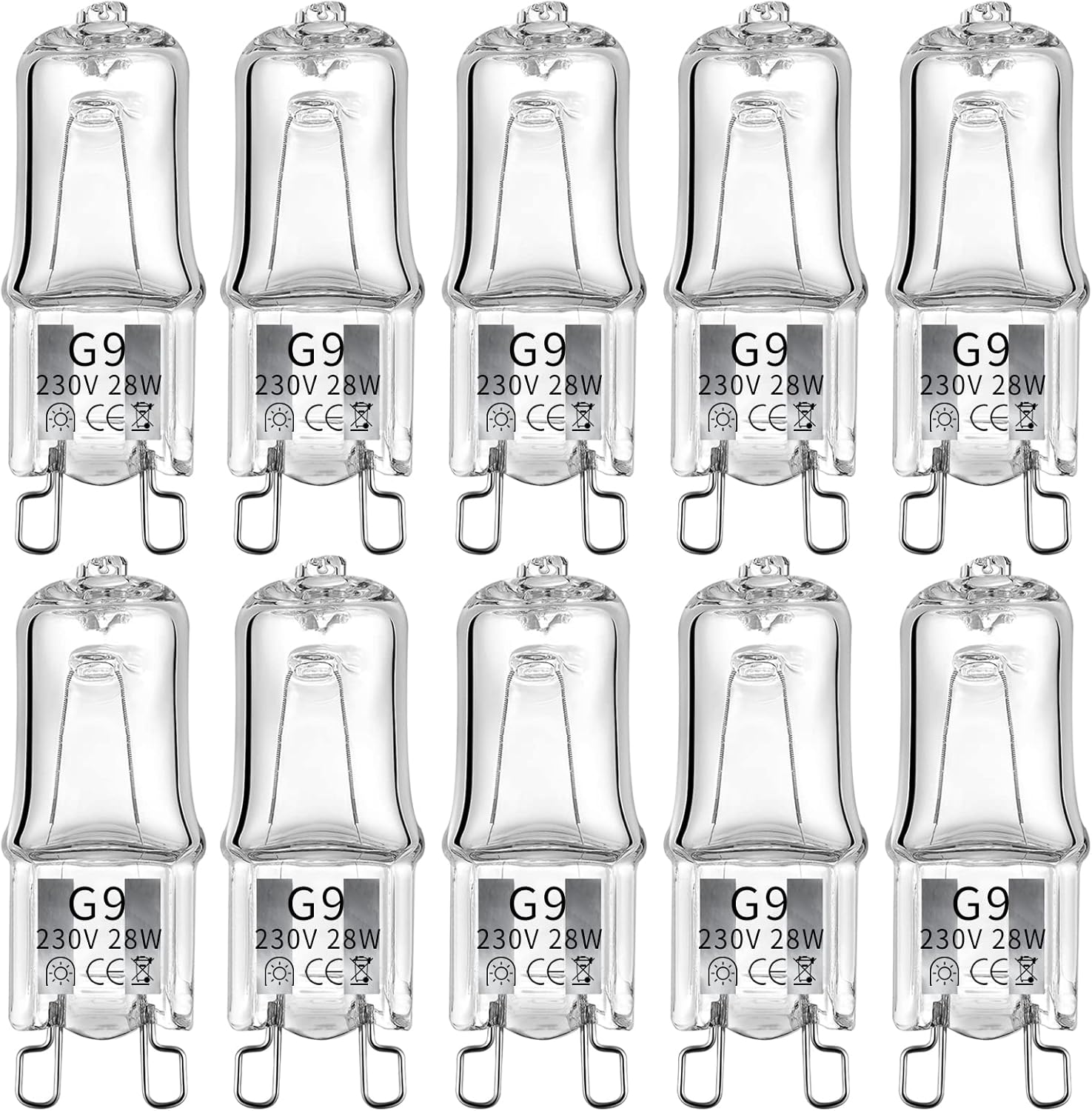 FOXNSK 10 Pack Wax Burner Bulbs G9 Halogen Bulbs 28W 220-240V 3500K Dimmable Bul...
