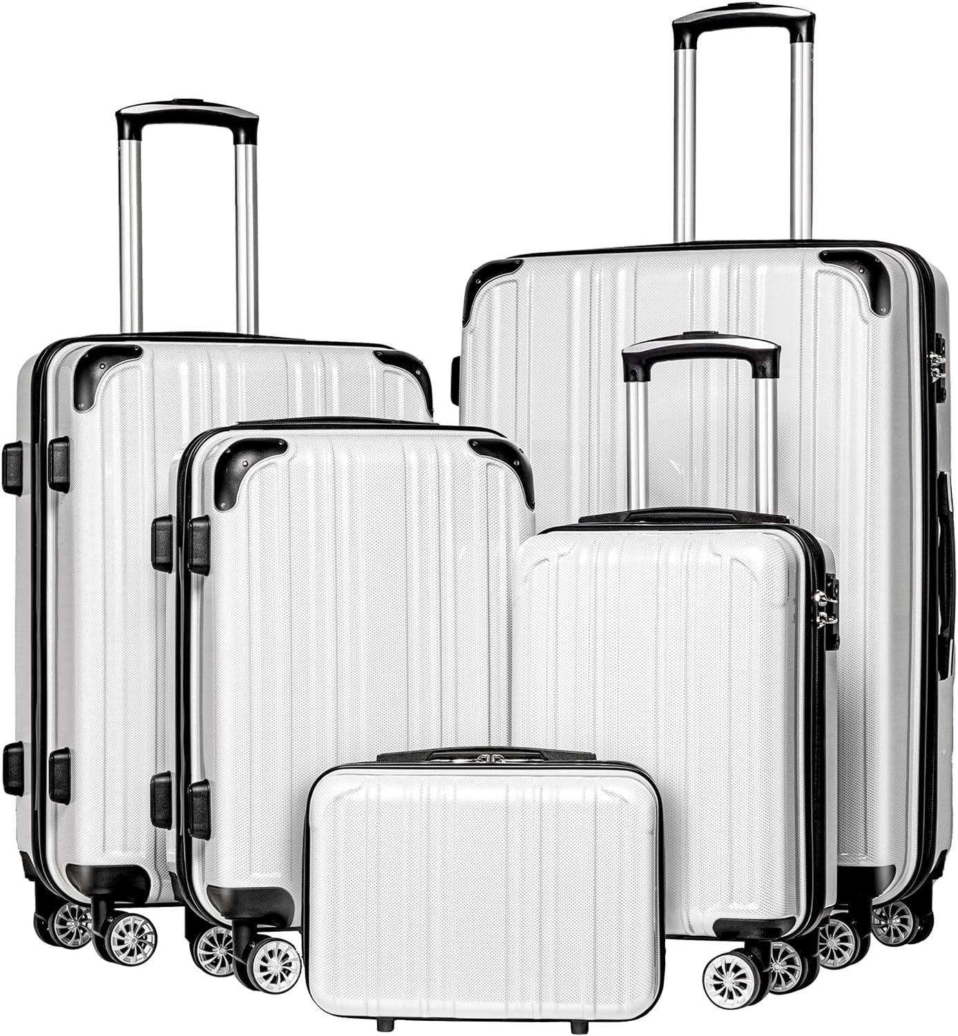 Coolife Luggage Expandable 5 Piece Sets PC+ABS Spinner Suitcase 20 inch 24 inch...