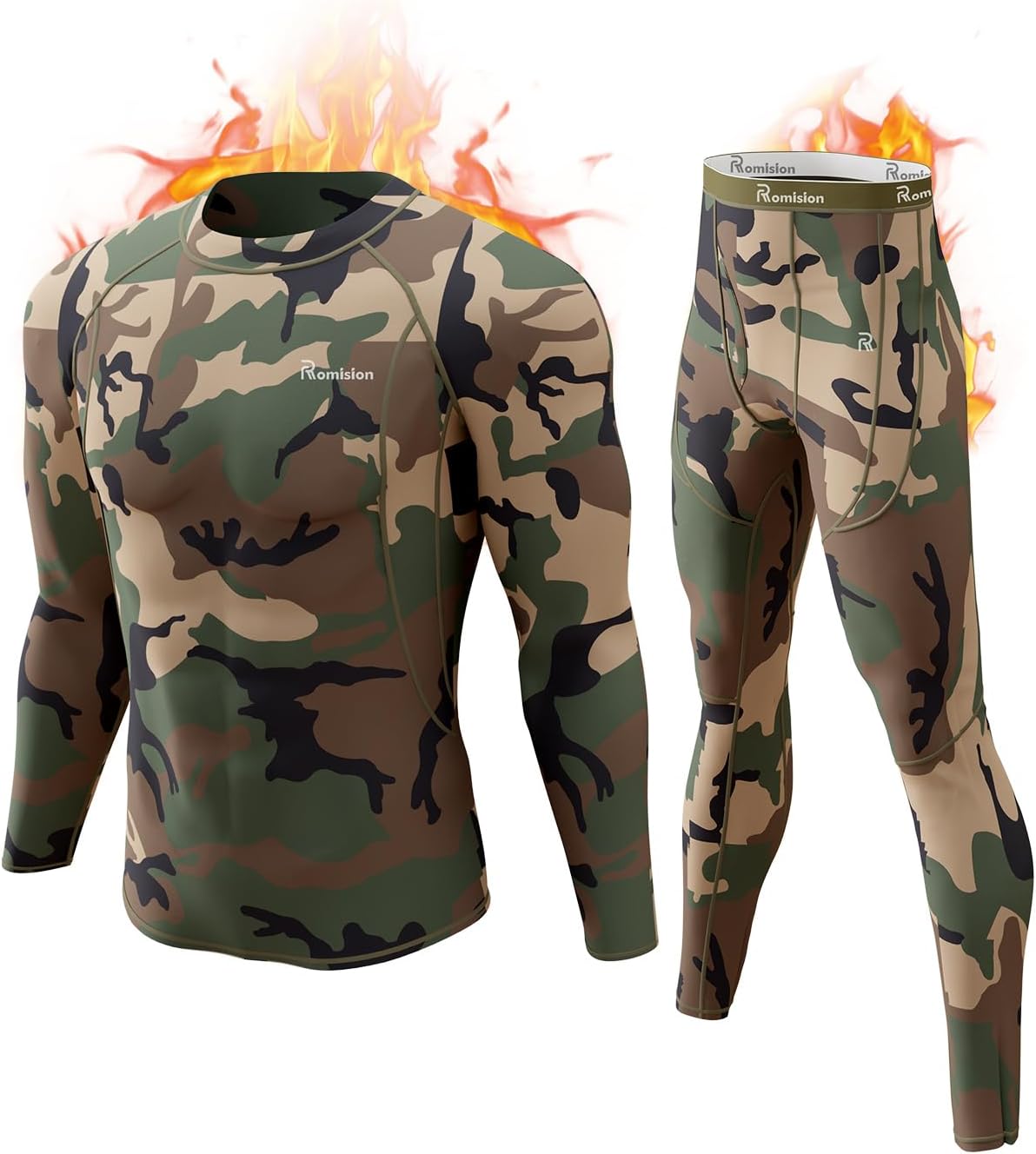 romision Thermal Underwear for Men Long Johns Fleece Lined Hunting Gear Bottom T...
