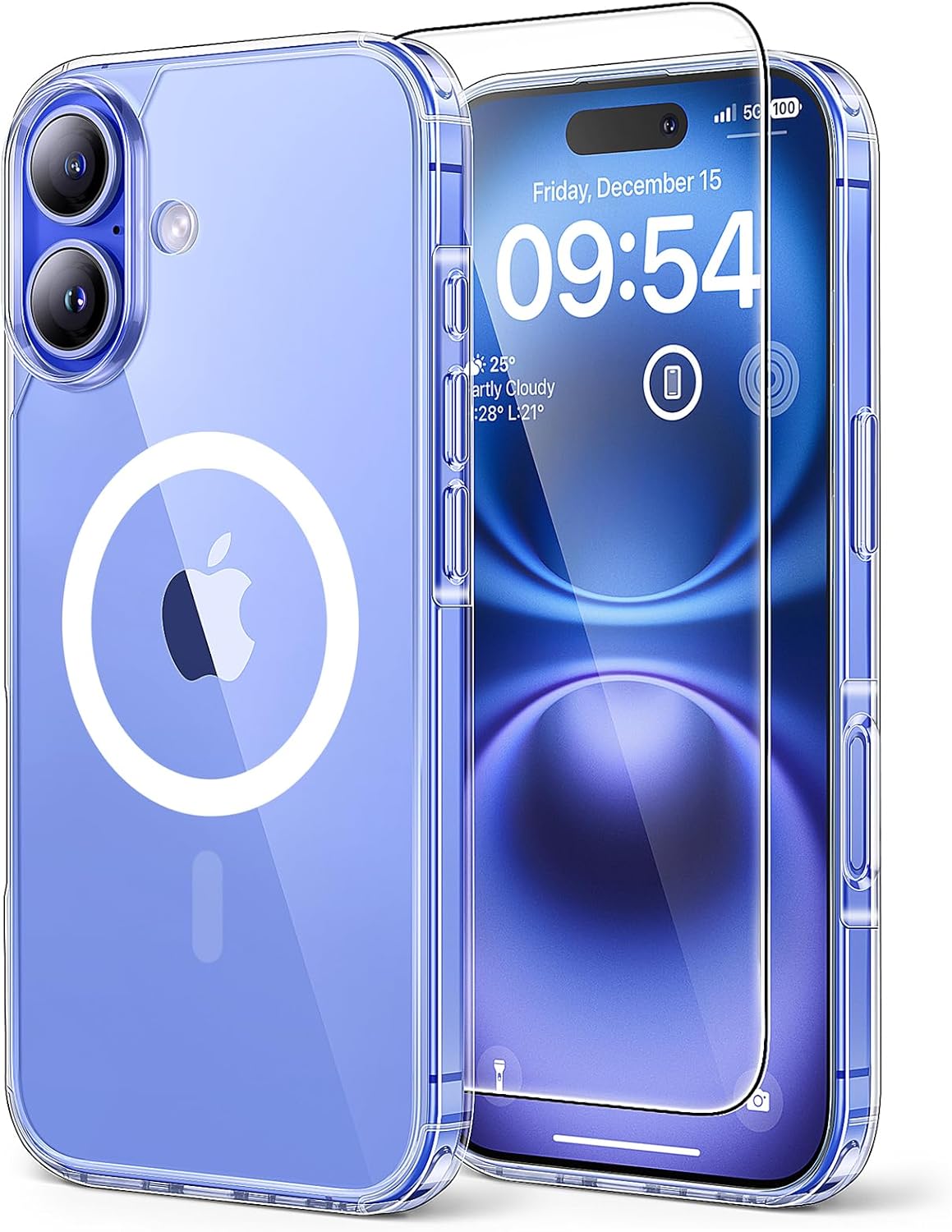 TAURI 3 in 1 Magnetic for iPhone 16 Case with 2X HD Screen Protector, [Not-Yello...
