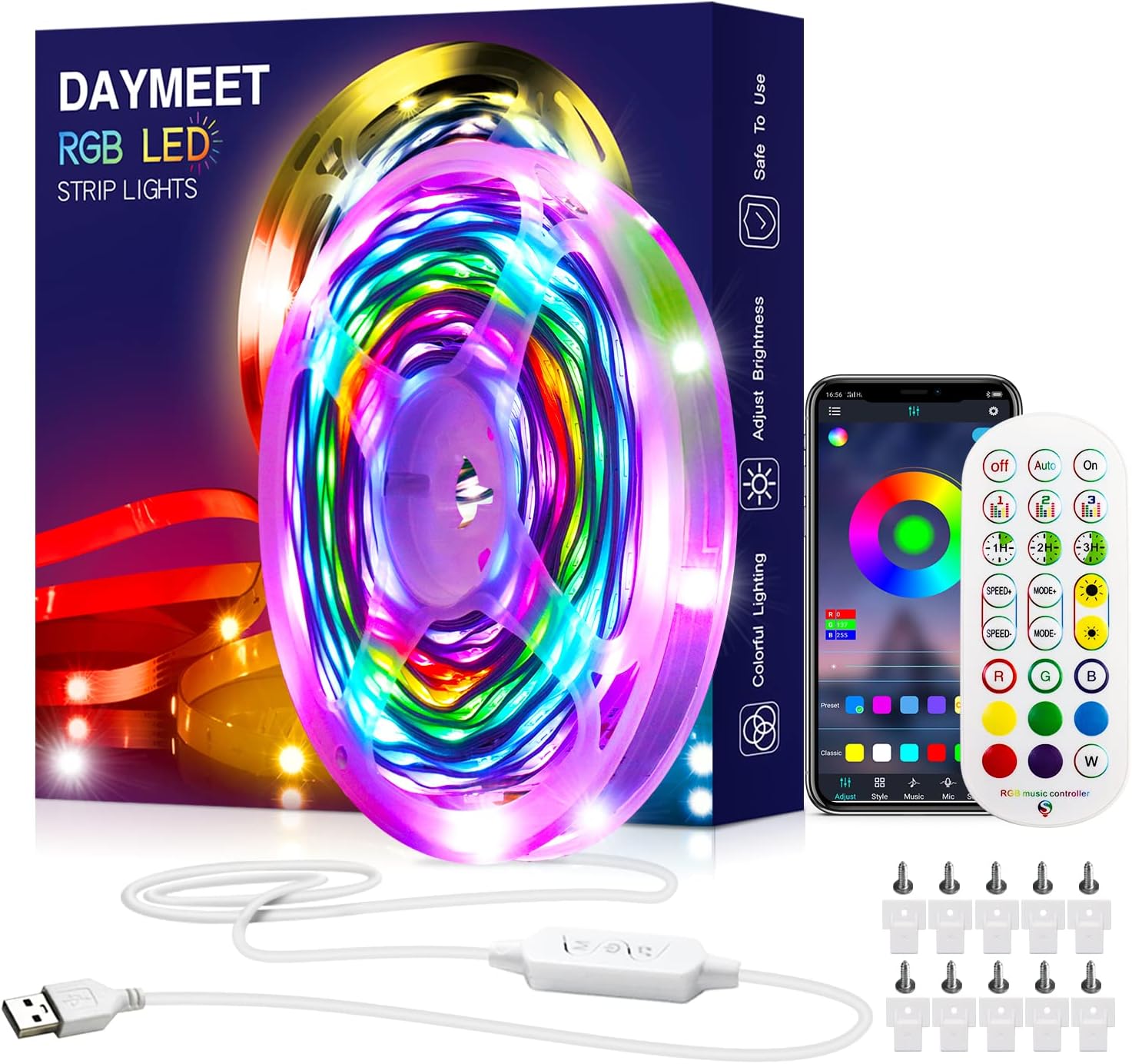 Daymeet LED Strip Lights, Chasing Effect 10M RGBIC Dream Color USB Led Strip Lig...