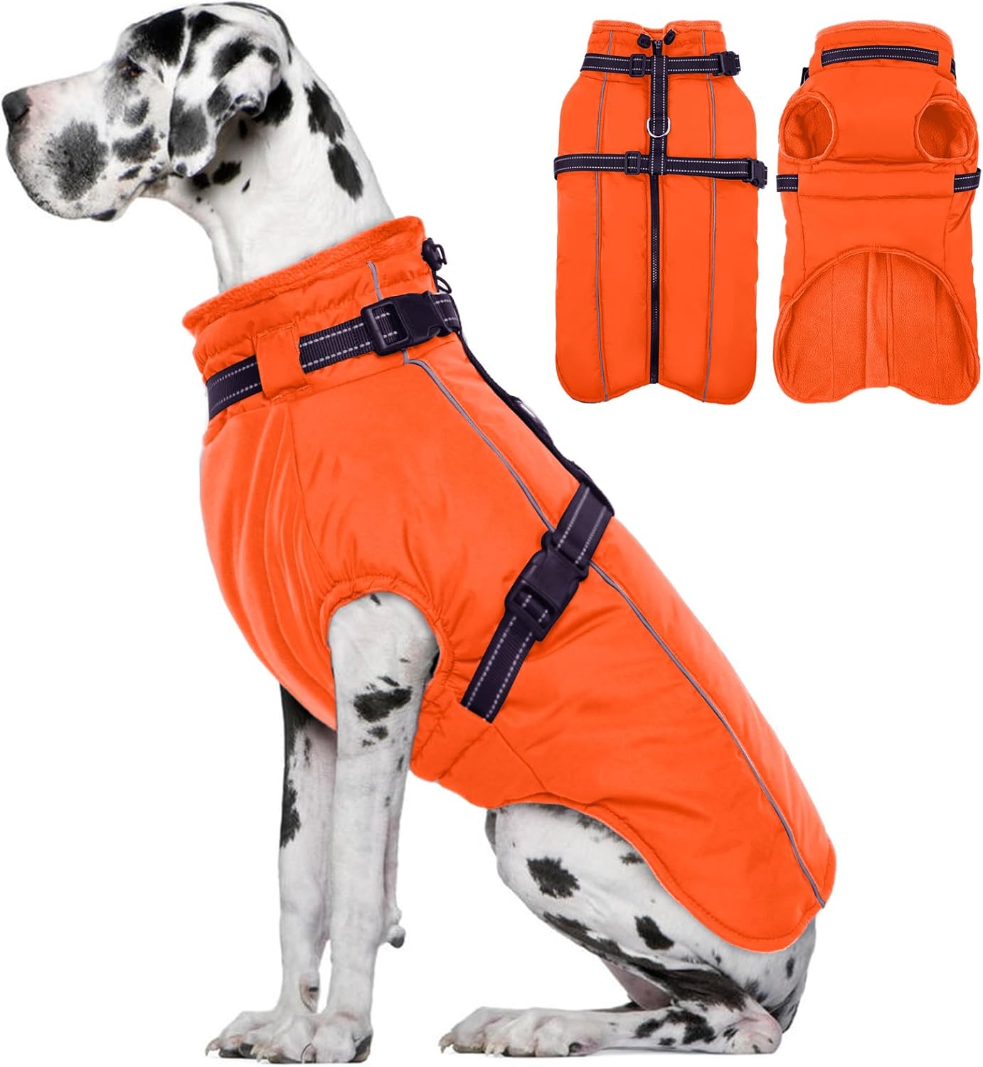 Lelepet Dog Coat Winter Warm Dog Jacket with Harness Built in, Windproof Dog Fle...