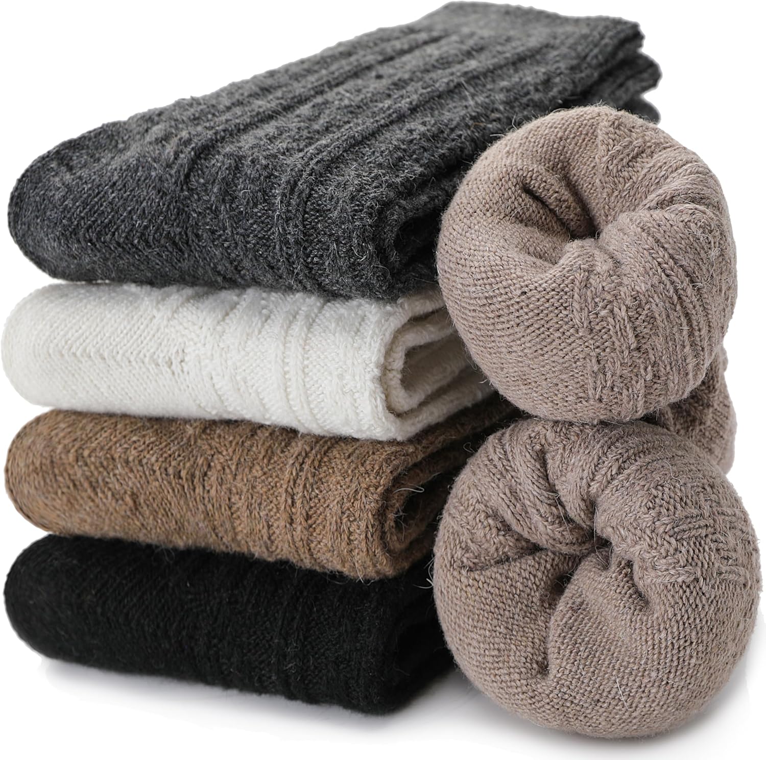 EBMORE 5 Pairs Merino Wool Socks for Women Thermal Warm Thick Winter Hiking Knit...