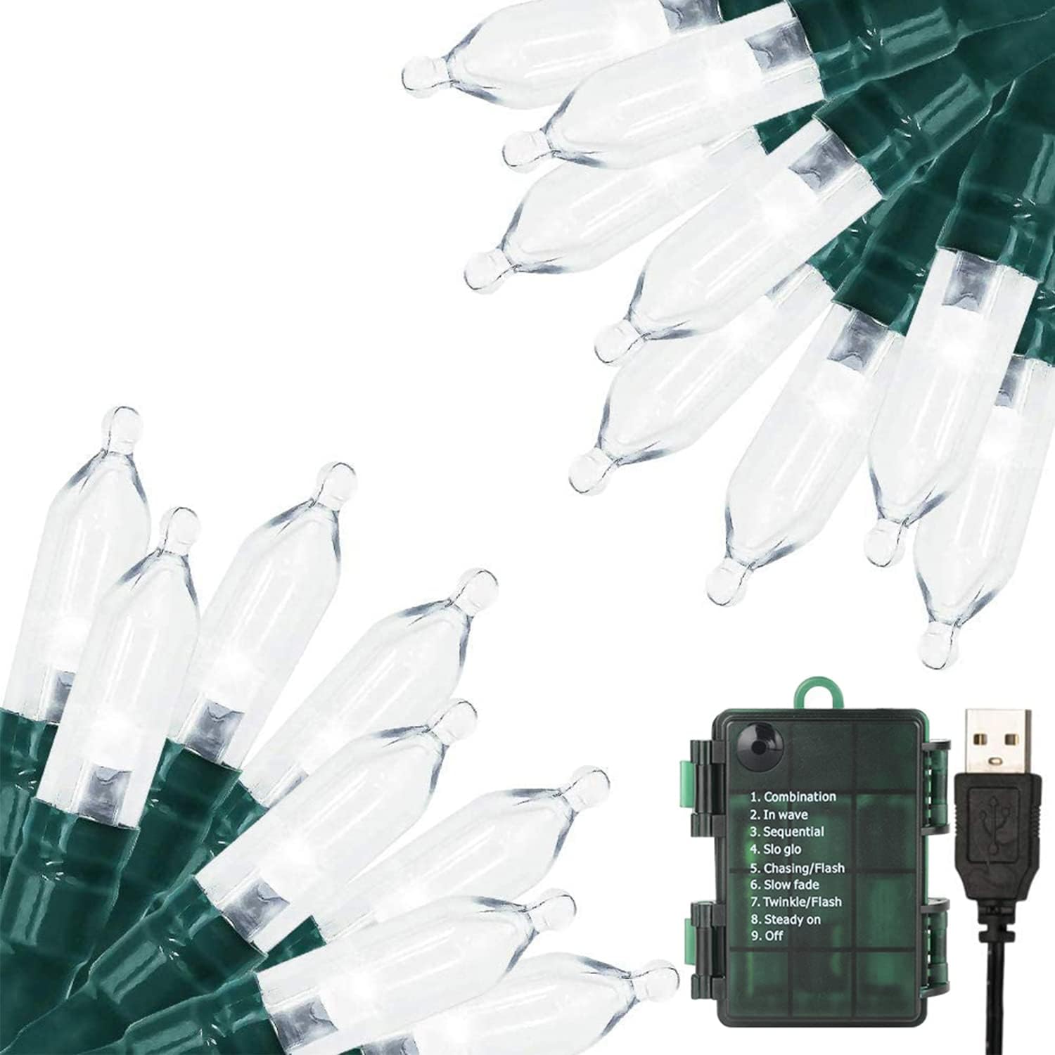 Christmas Lights 33ft 100 LED Battery String Lights with Timer Memory Function U...