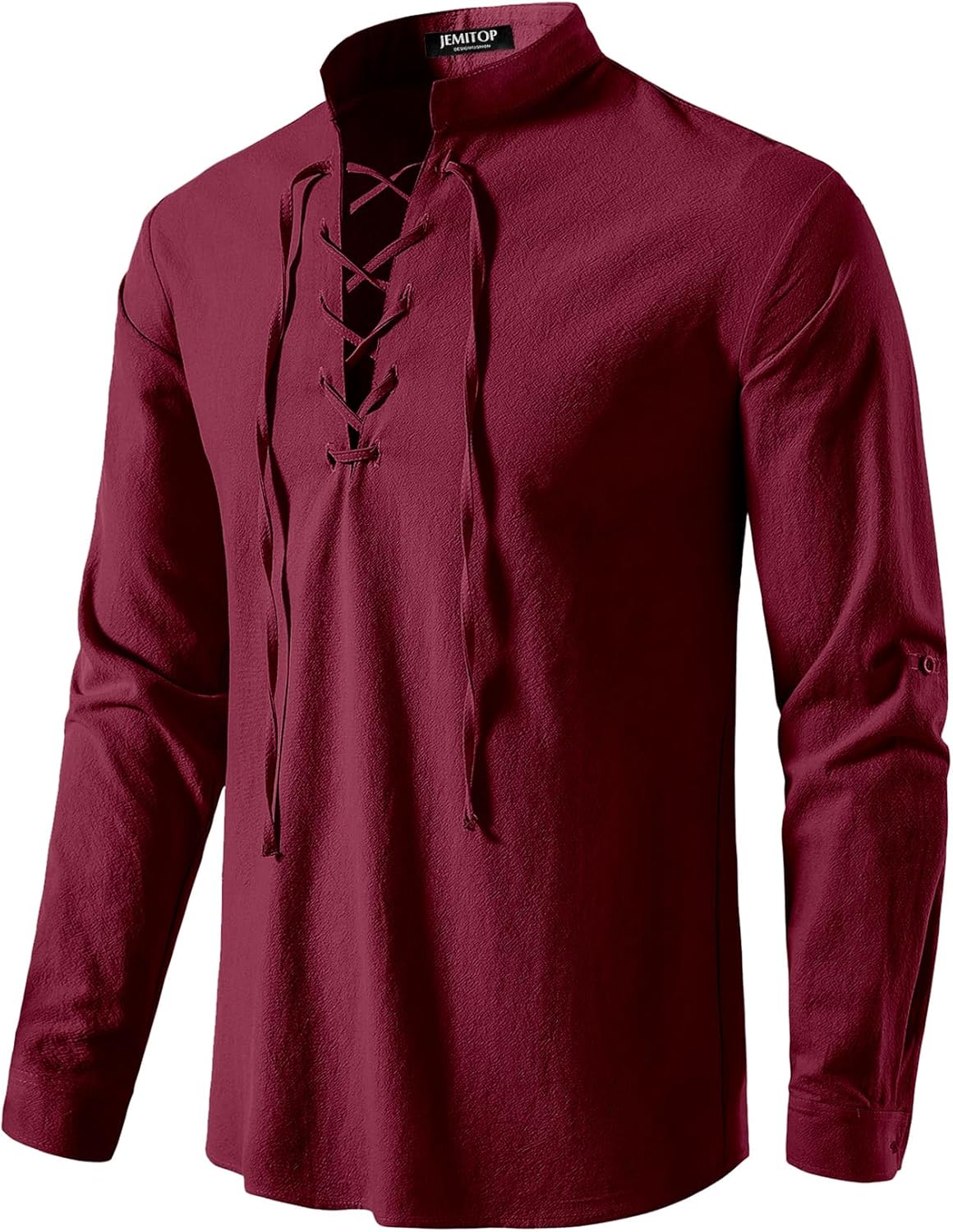 Men's Pure Cotton Retro Lace Up Shirts for Renaissance Pirate Viking Medieval Bu...